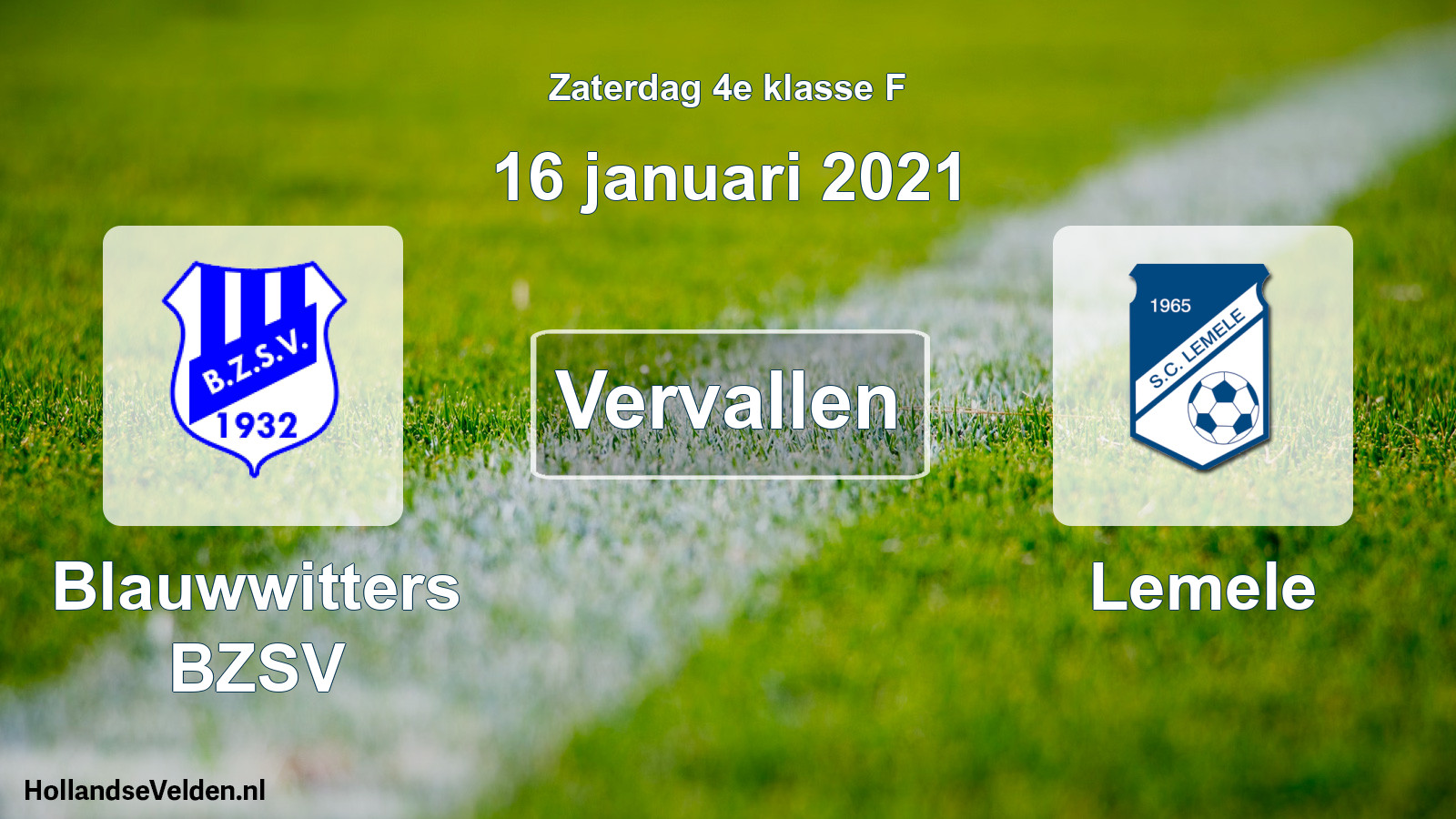 Scheduled Match: Blauwwitters BZSV - Lemele (16 January 2021)