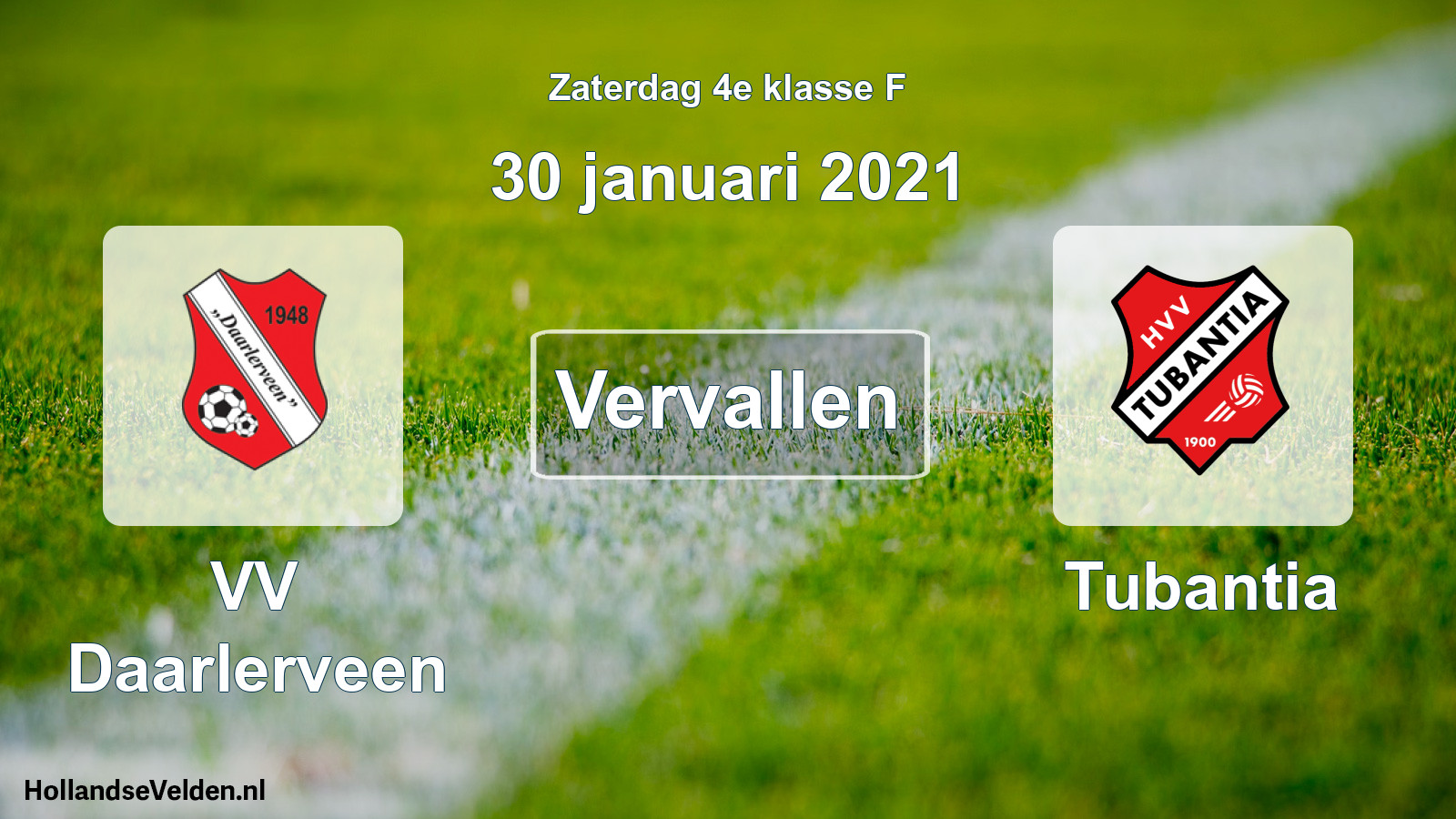 Scheduled Match: VV Daarlerveen - Tubantia (30 January 2021)