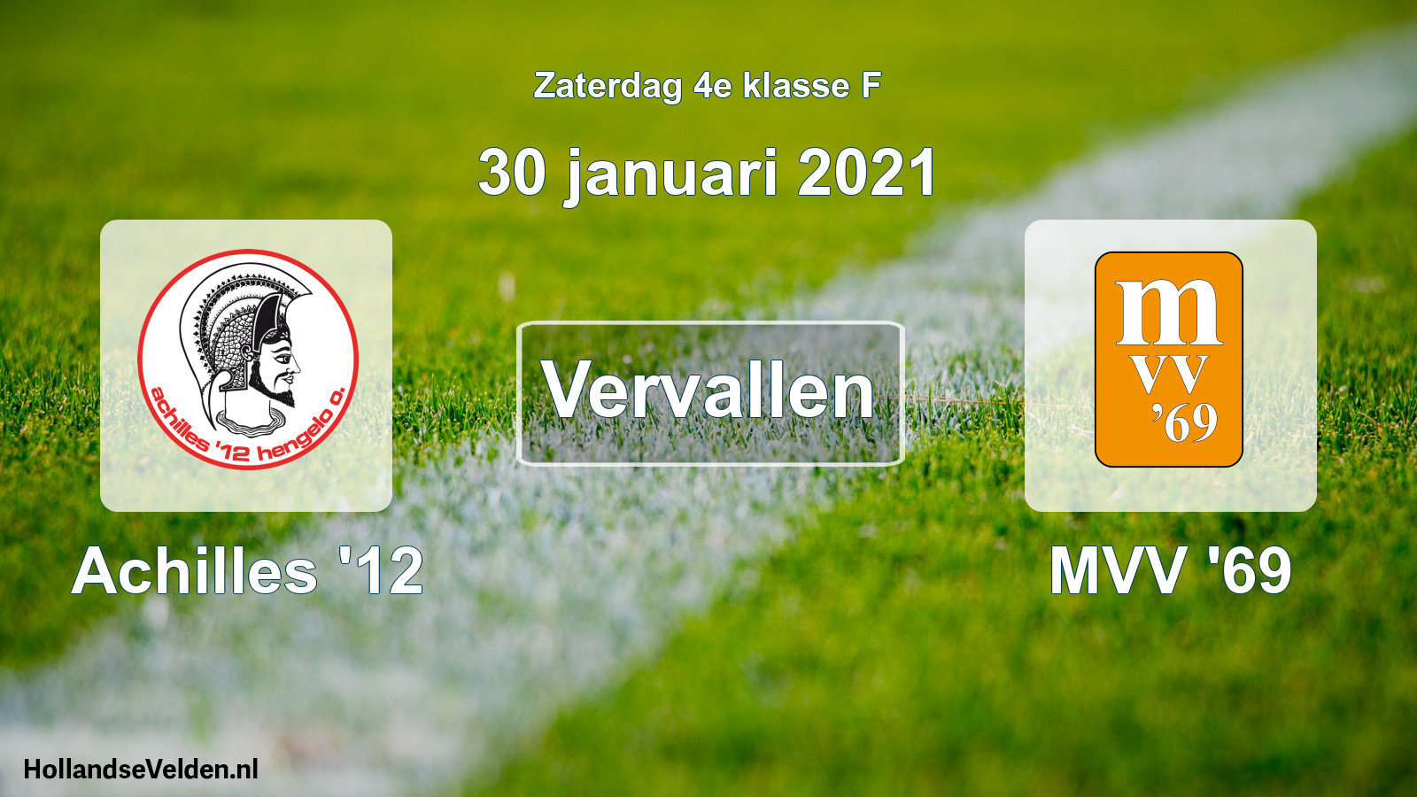Scheduled Match: Achilles '12 - MVV '69 (30 January 2021)