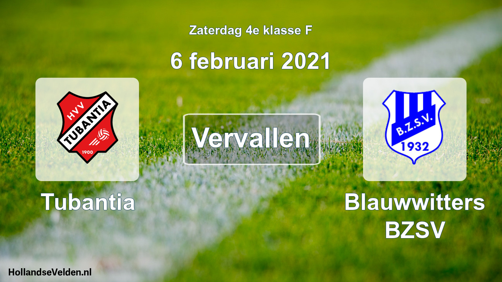 Scheduled Match: Tubantia - Blauwwitters BZSV (6 February 2021)