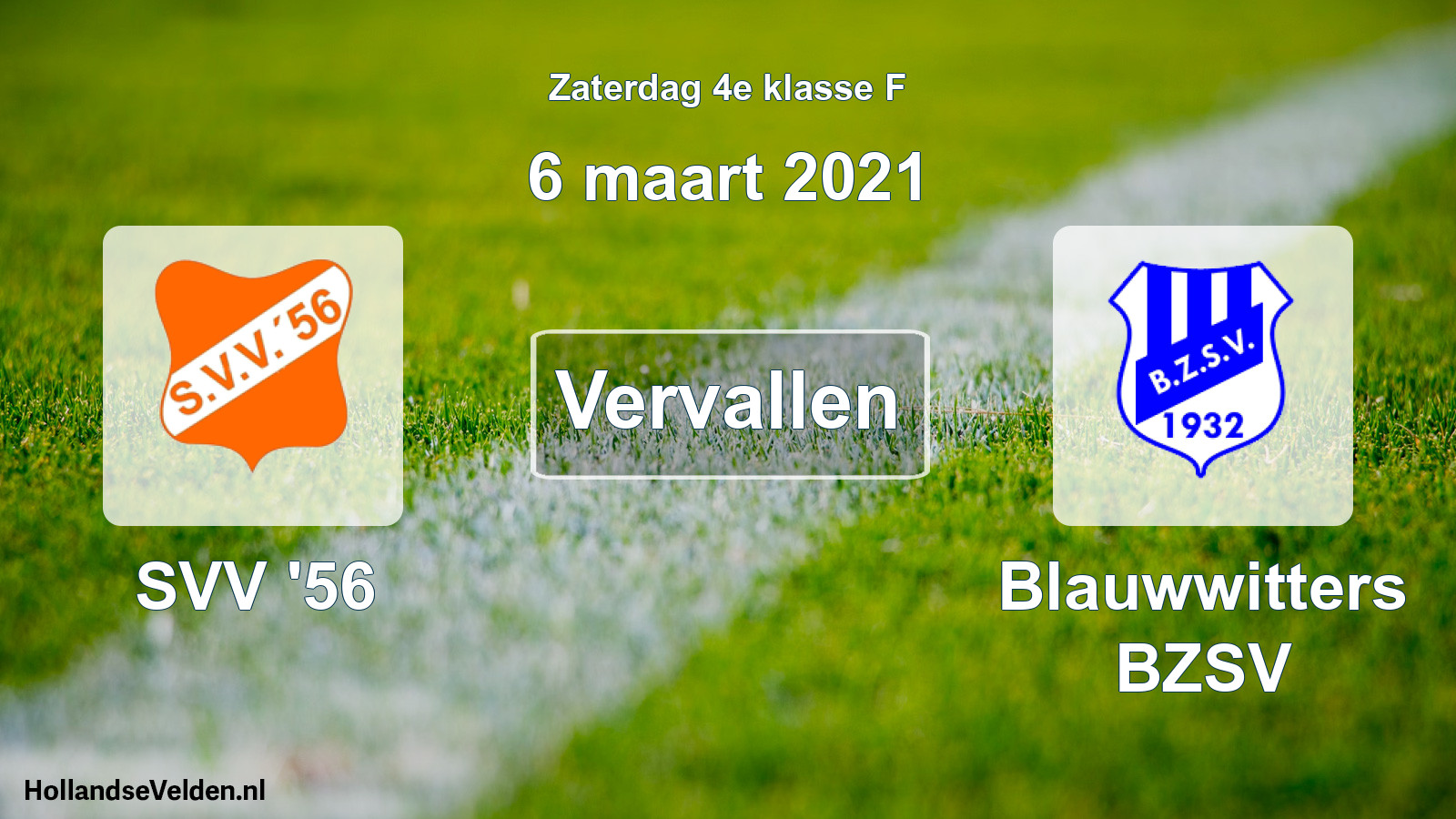 Scheduled Match: SVV '56 - Blauwwitters BZSV (6 March 2021)