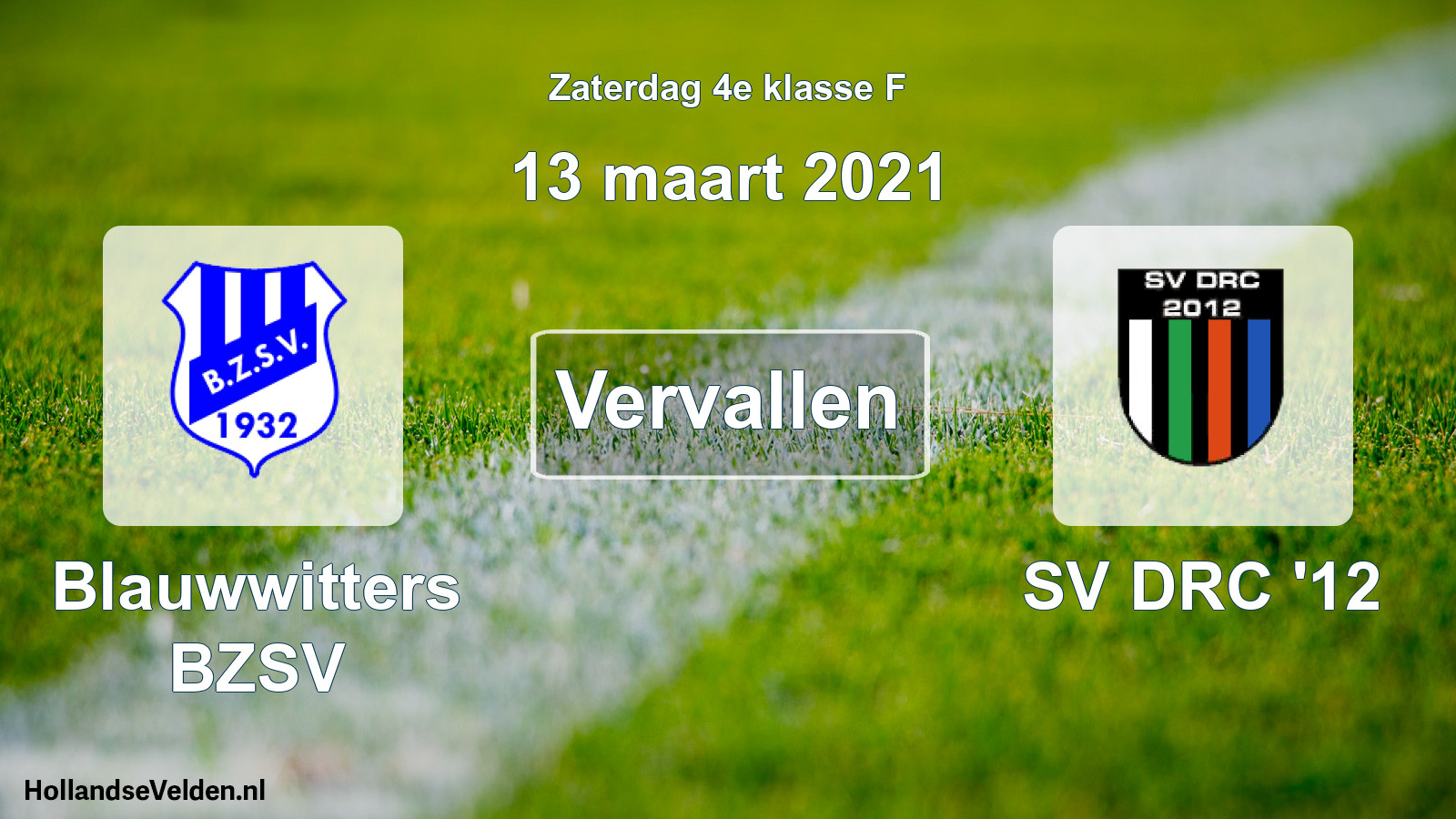 Scheduled Match: Blauwwitters BZSV - SV DRC '12 (13 March 2021)