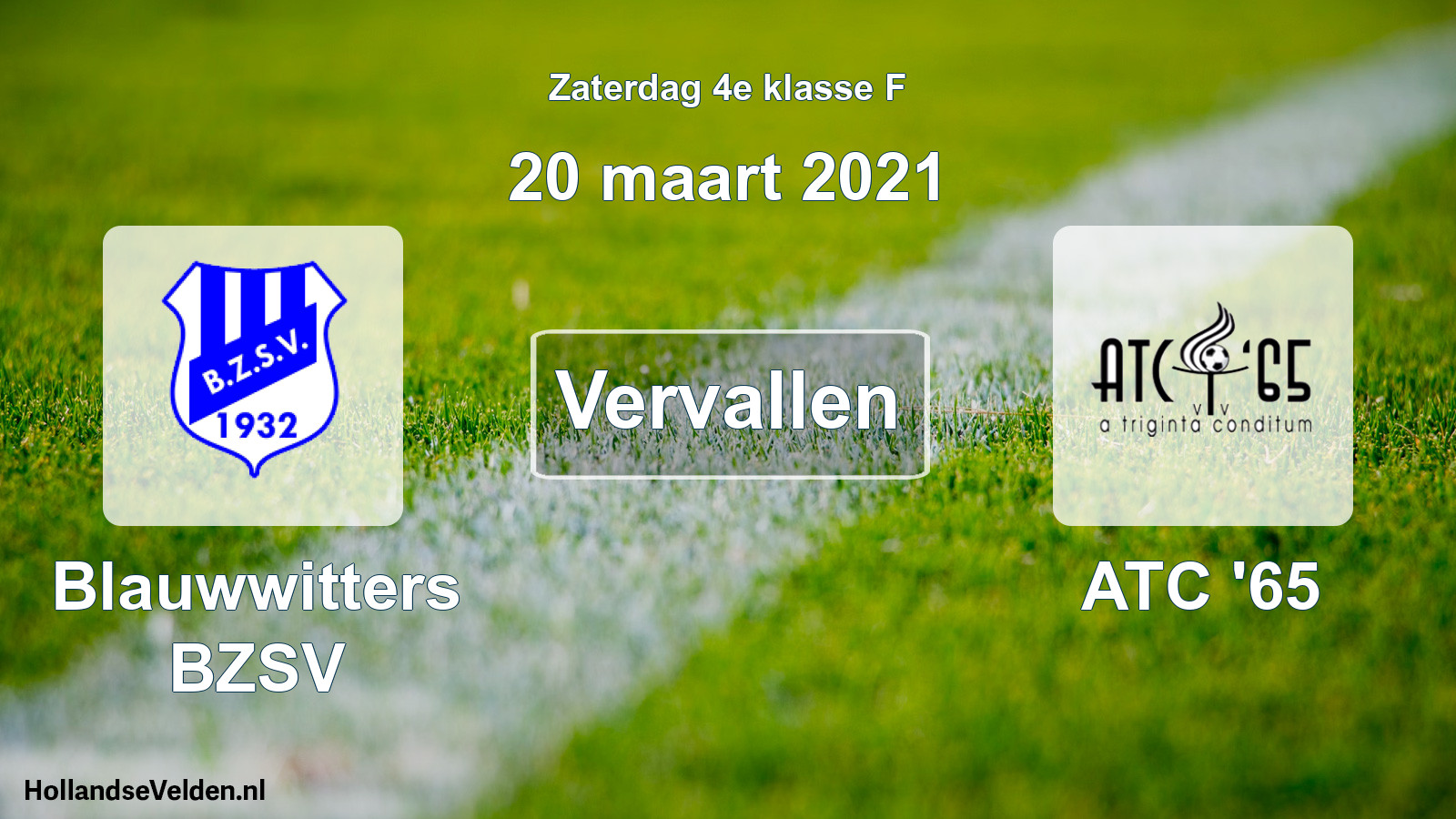Scheduled Match: Blauwwitters BZSV - ATC '65 (20 March 2021)