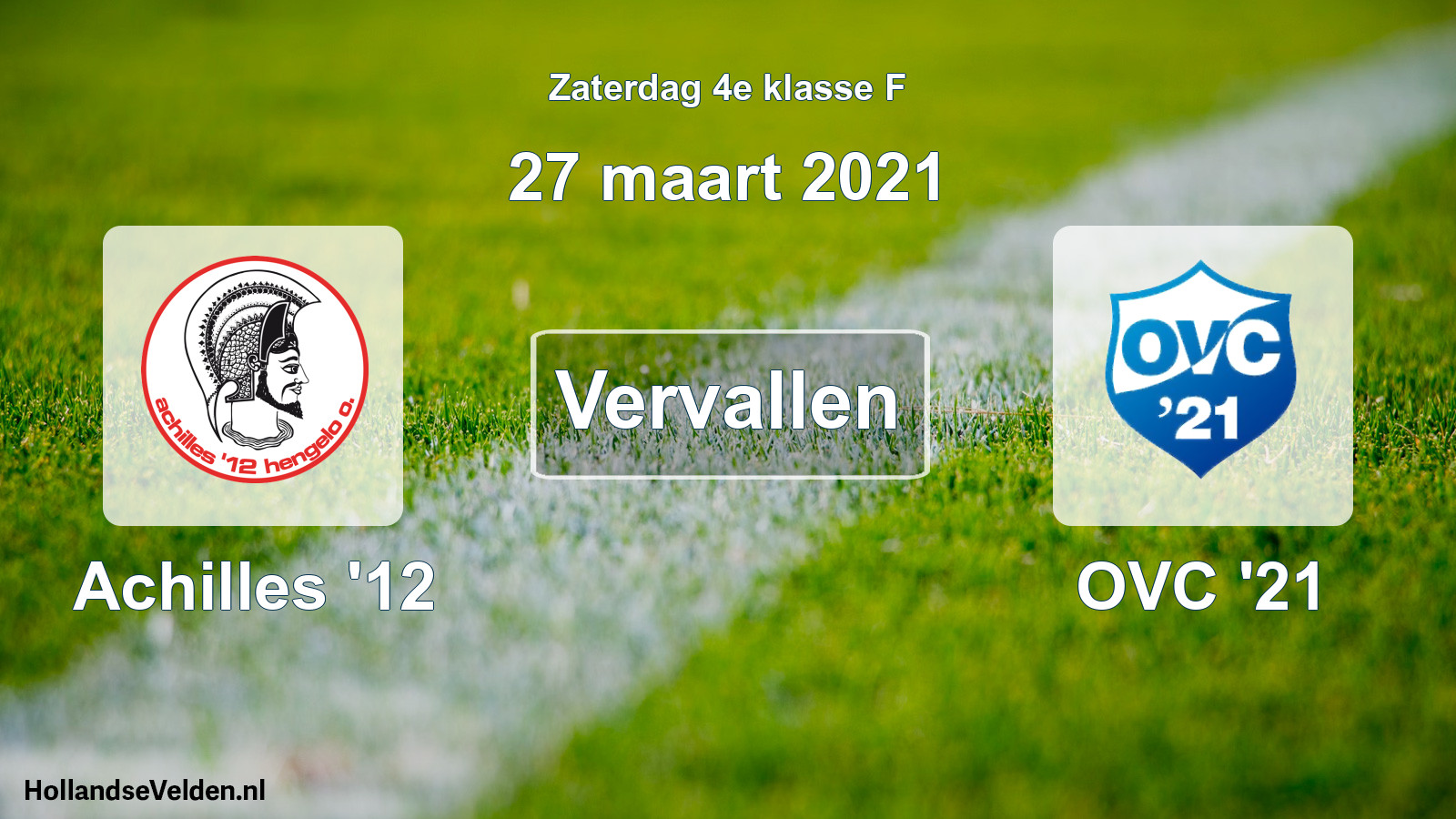 Scheduled Match: Achilles '12 - OVC '21 (27 March 2021)