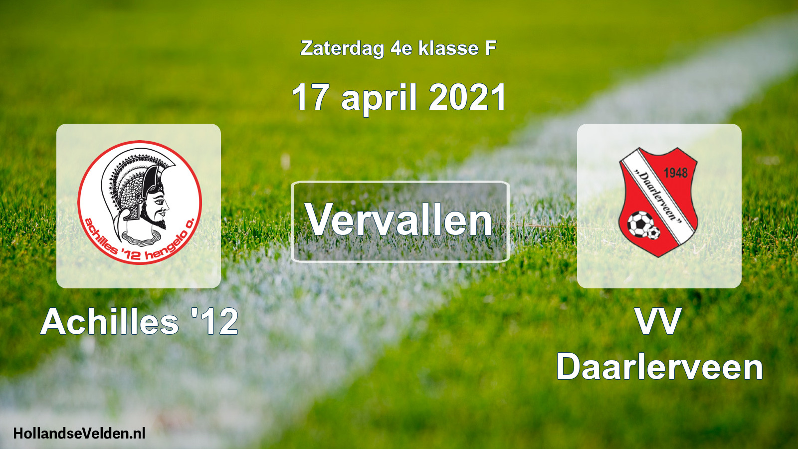 Scheduled Match: Achilles '12 - VV Daarlerveen (17 April 2021)