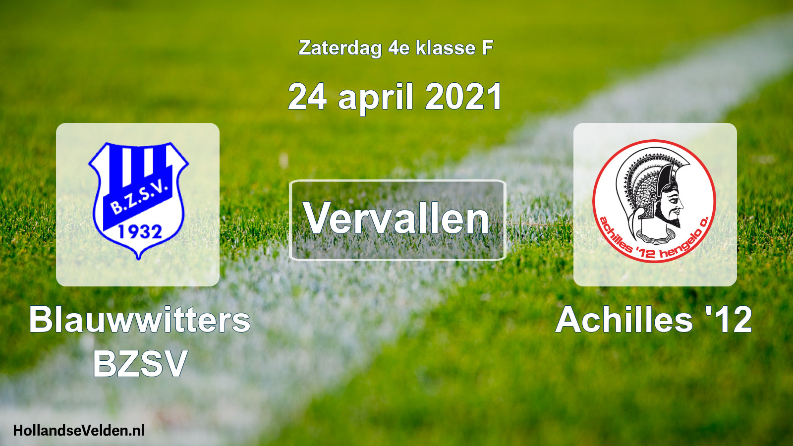 Scheduled Match: Blauwwitters BZSV - Achilles '12 (24 April 2021)