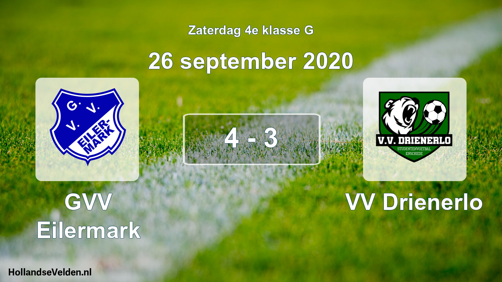 Total number of matches played: GVV Eilermark - VV Drienerlo 4 - 3 (26 September 2020)