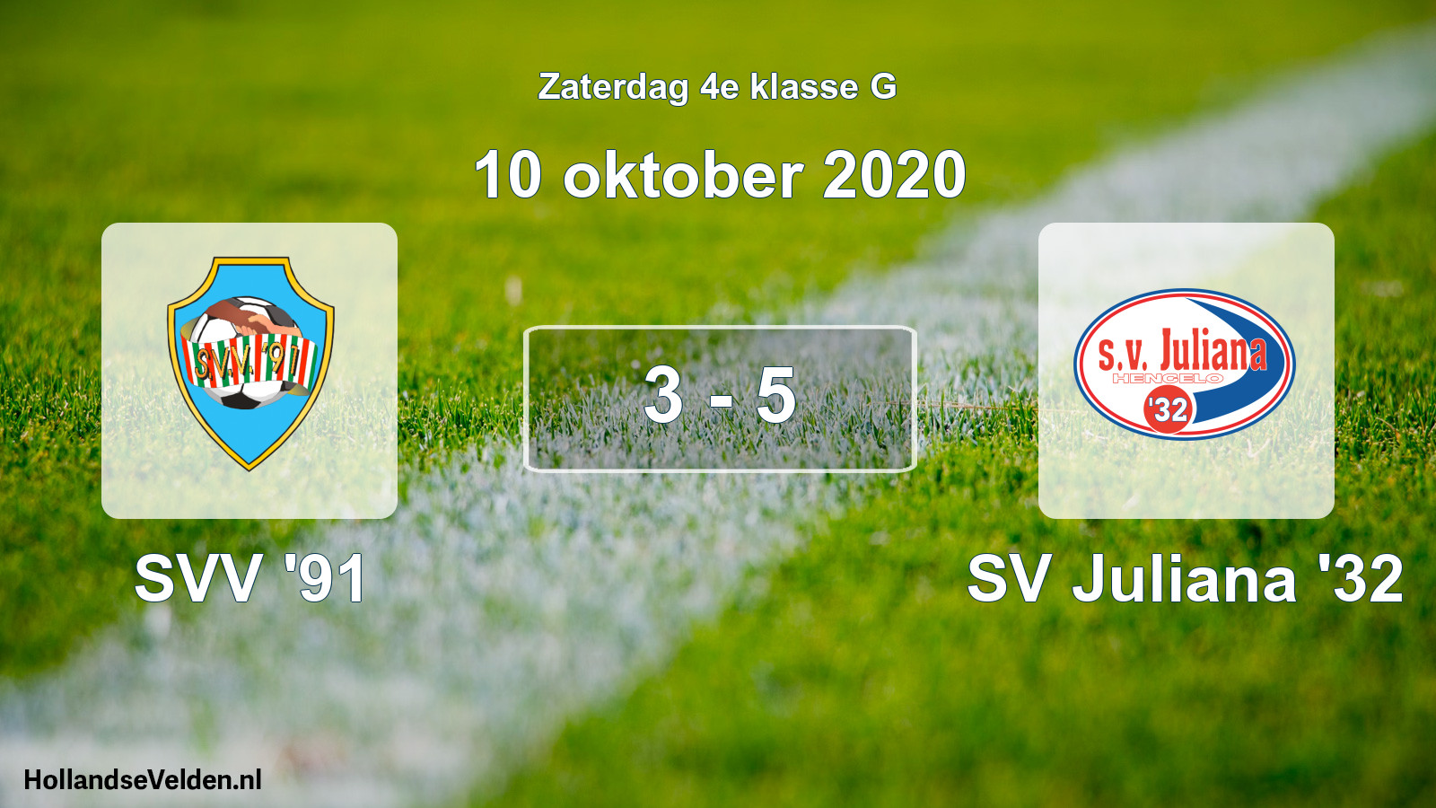 Total number of matches played: SVV '91 - SV Juliana '32 3 - 5 (10 October 2020)
