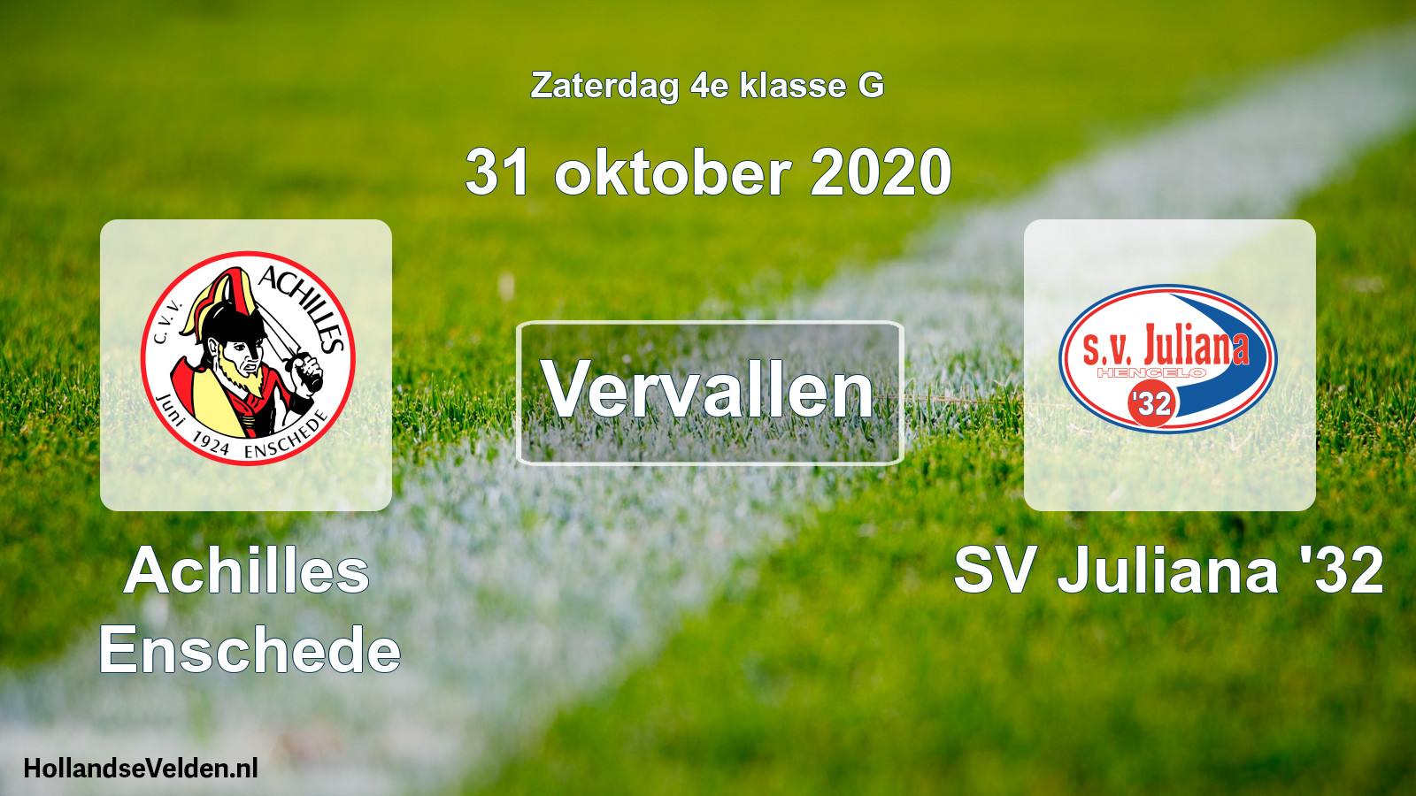 Scheduled Match: Achilles Enschede - SV Juliana '32 (31 October 2020)