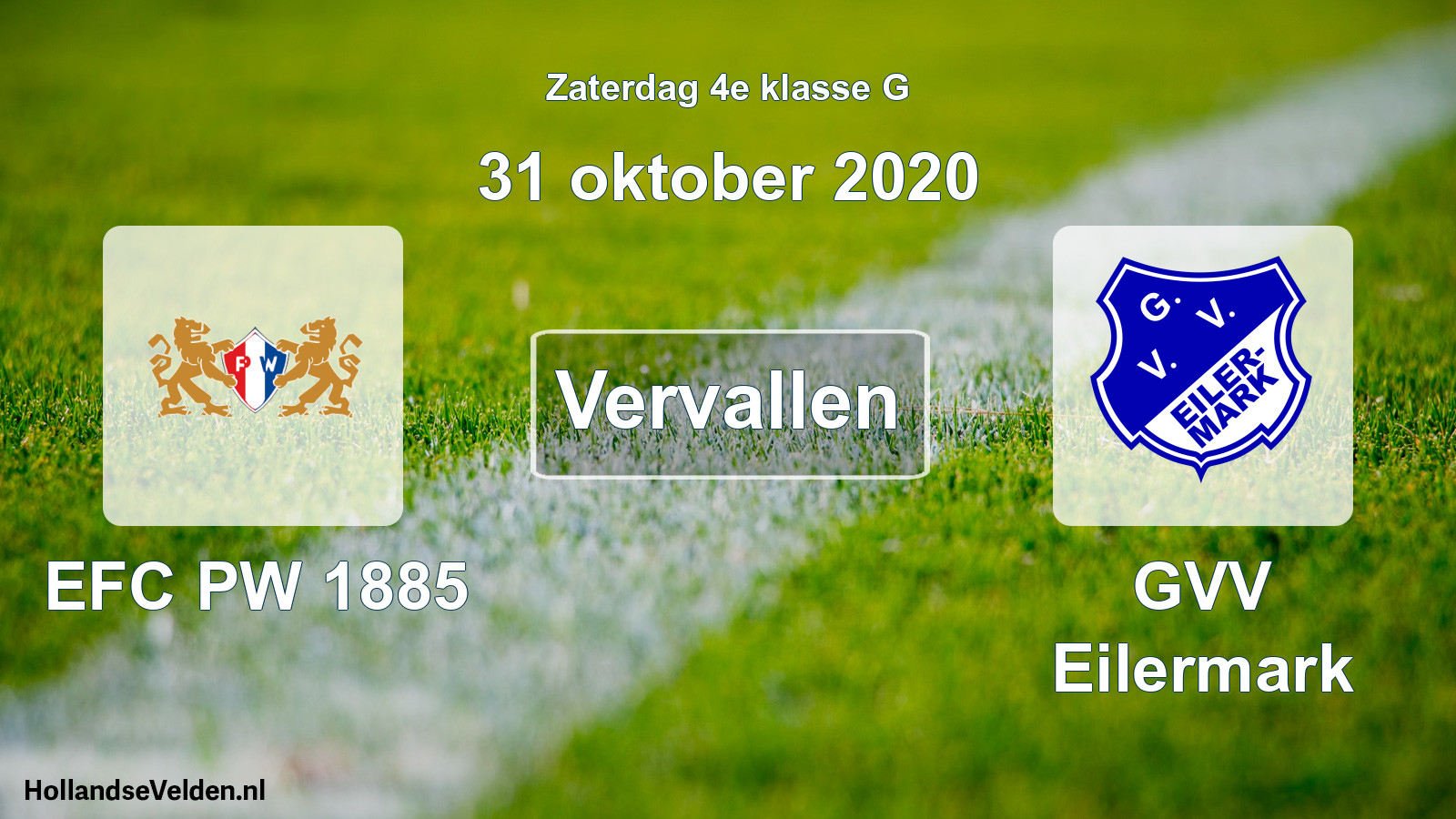 Scheduled Match: PW 1885 - GVV Eilermark (31 October 2020)