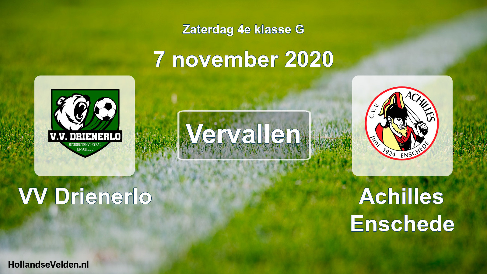 Scheduled Match: VV Drienerlo - Achilles Enschede (7 November 2020)