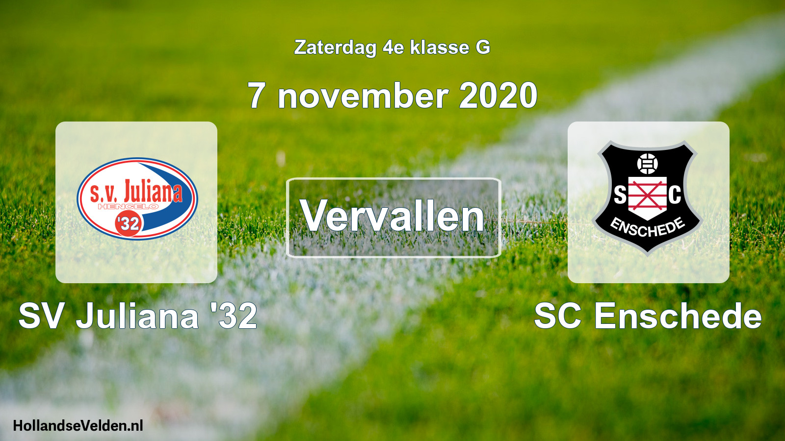 Scheduled Match: SV Juliana '32 - SC Enschede (7 November 2020)