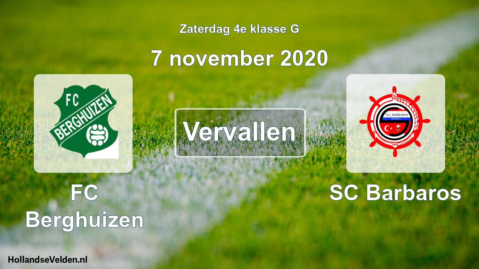Scheduled Match: FC Berghuizen - SC Barbaros (7 November 2020)