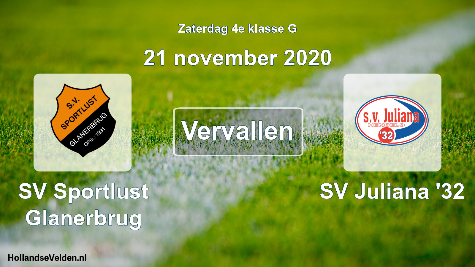 Scheduled Match: SV Sportlust Glanerbrug - SV Juliana '32 (21 November 2020)