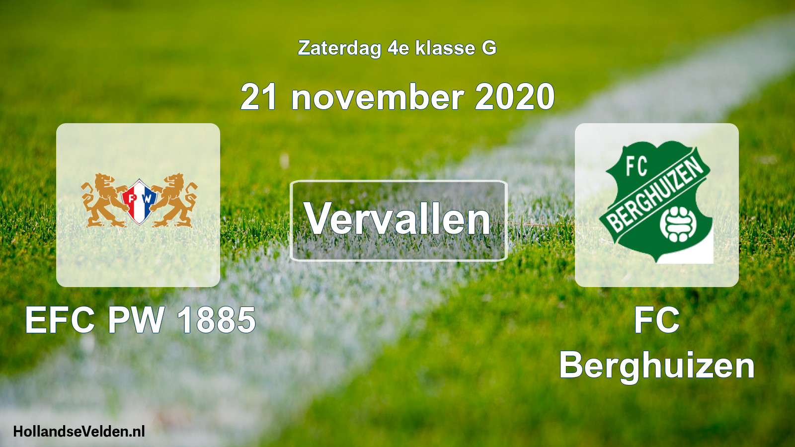 Scheduled Match: PW 1885 - FC Berghuizen (21 November 2020)