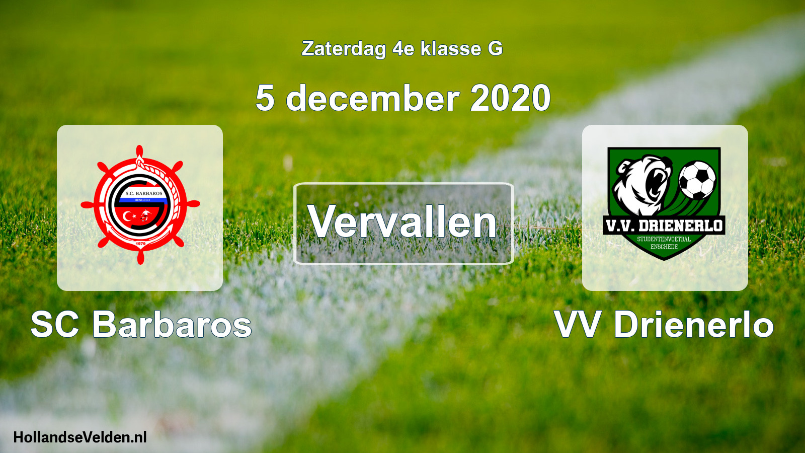 Scheduled Match: SC Barbaros - VV Drienerlo (5 December 2020)