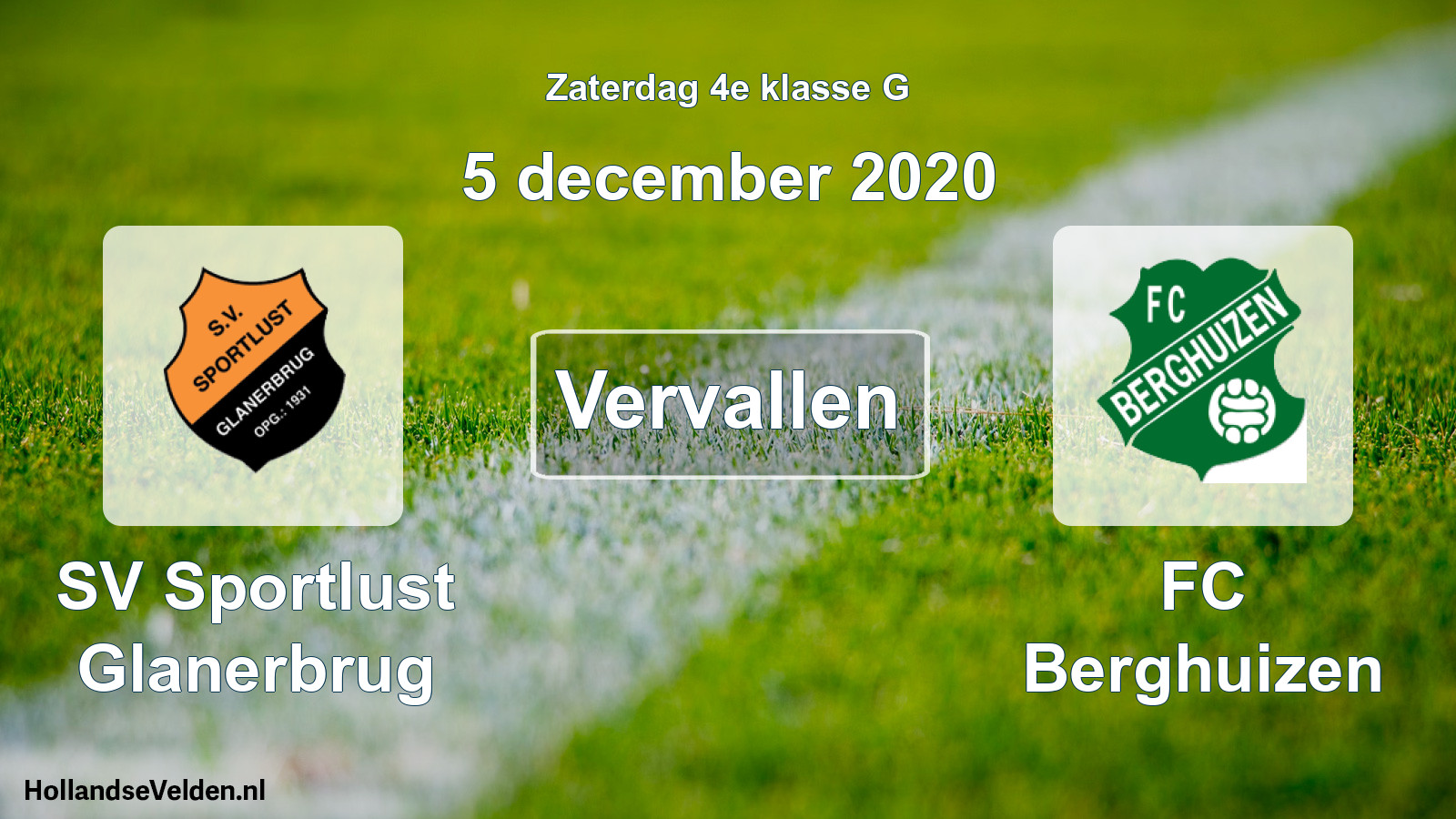 Scheduled Match: SV Sportlust Glanerbrug - FC Berghuizen (5 December 2020)