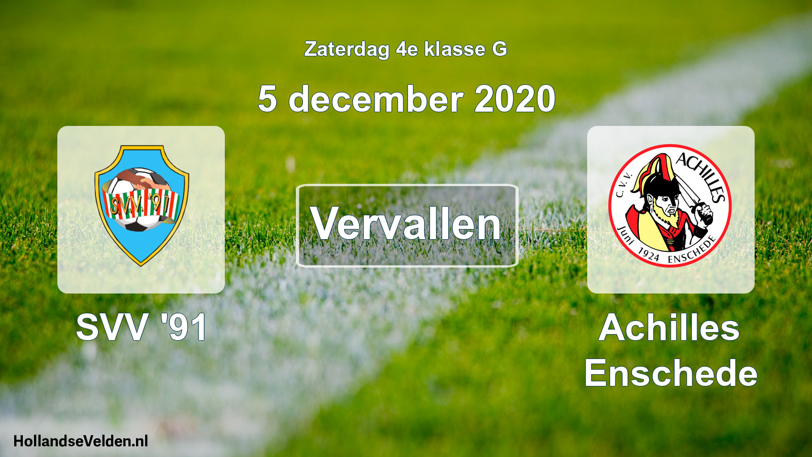 Scheduled Match: SVV '91 - Achilles Enschede (5 December 2020)