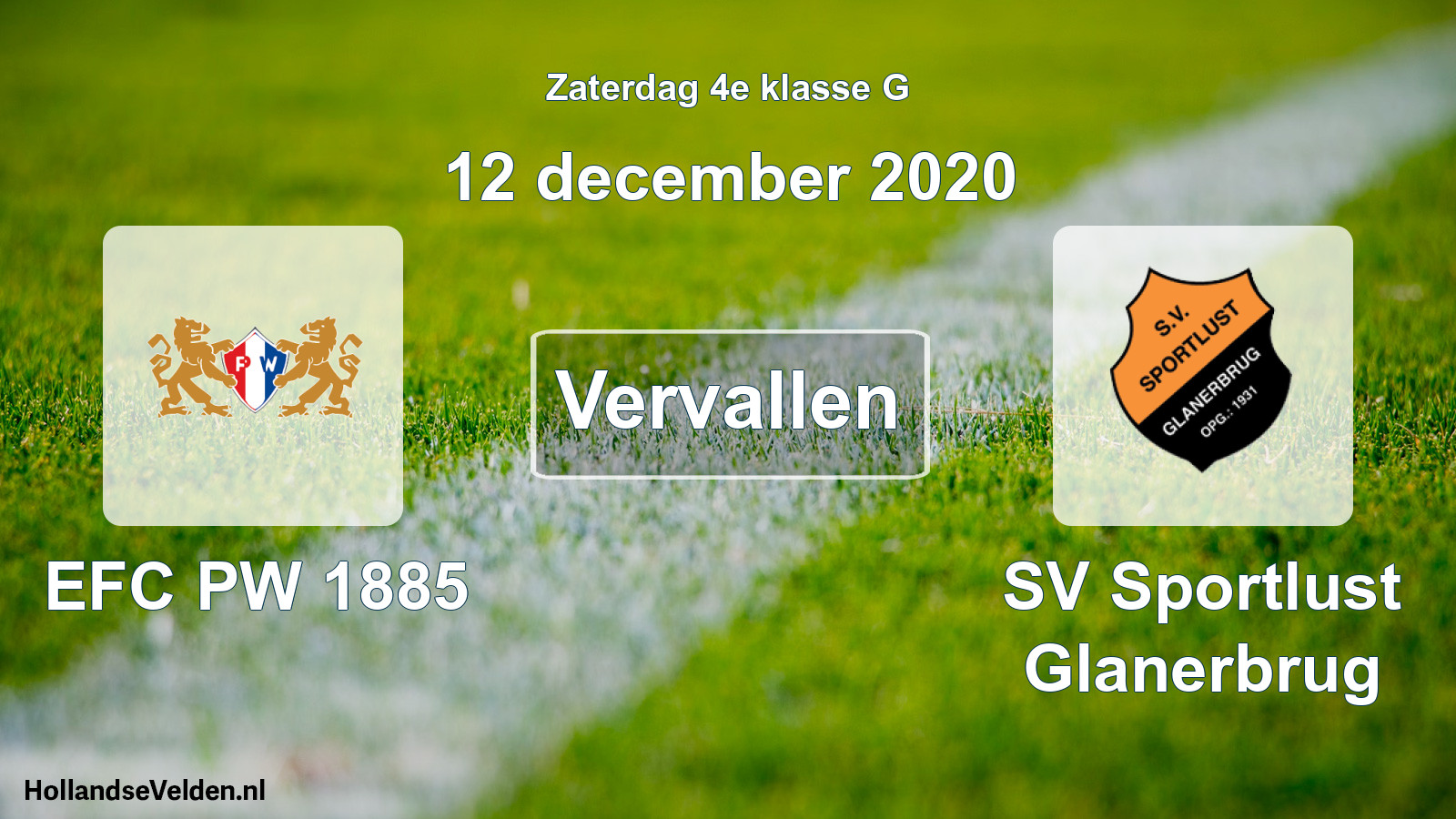 Scheduled Match: EFC PW 1885 - SV Sportlust Glanerbrug (12 December 2020)