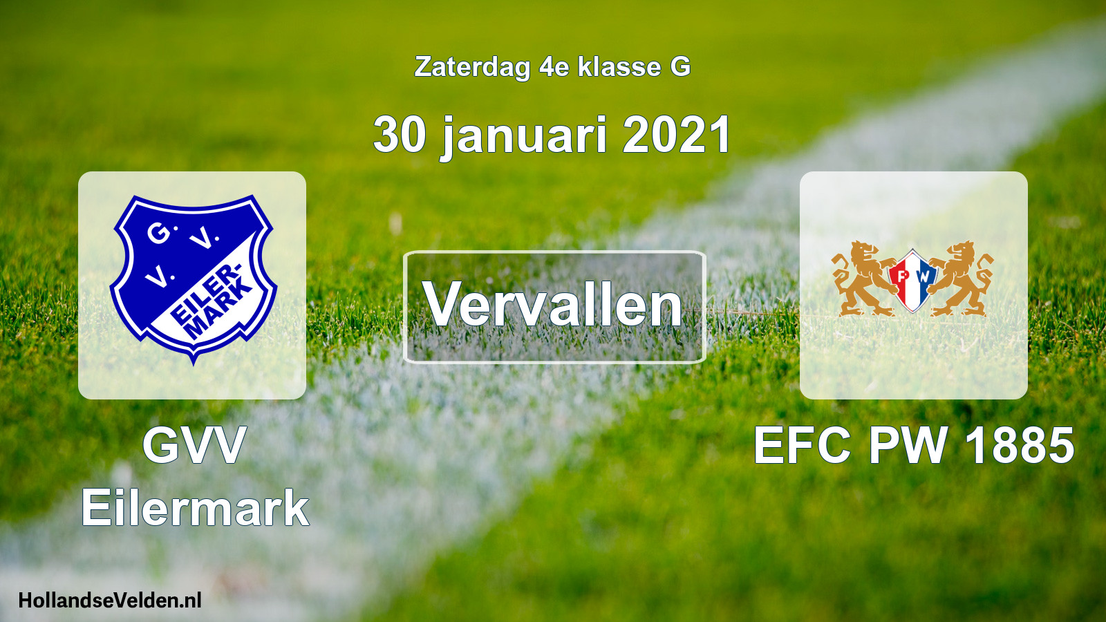 Scheduled Match: GVV Eilermark - PW 1885 (30 January 2021)