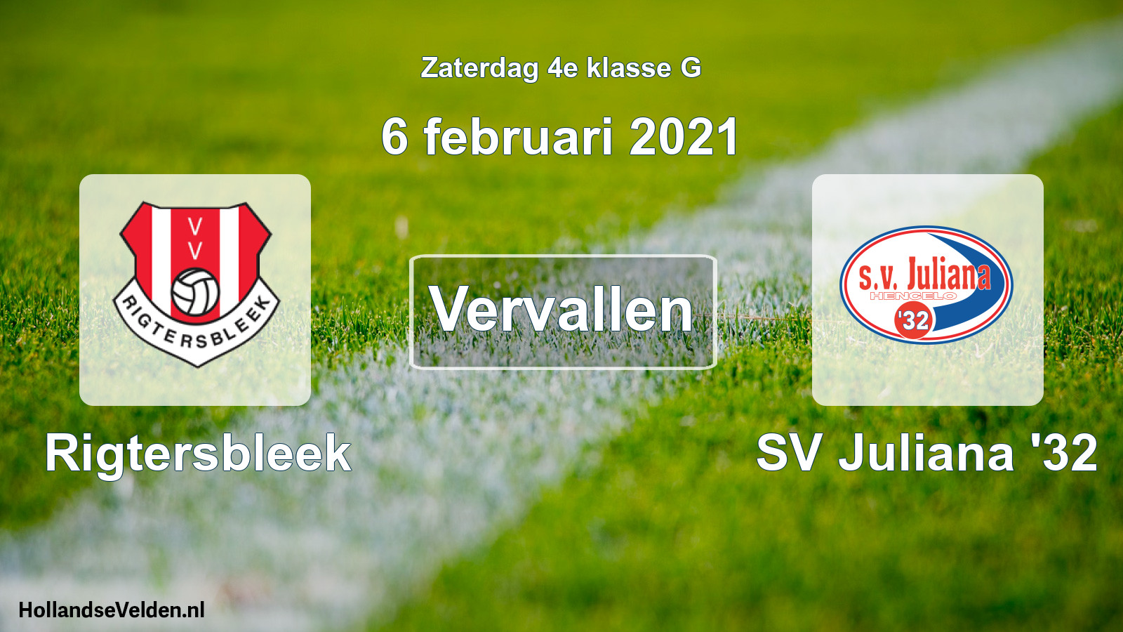 Scheduled Match: Rigtersbleek - SV Juliana '32 (6 February 2021)