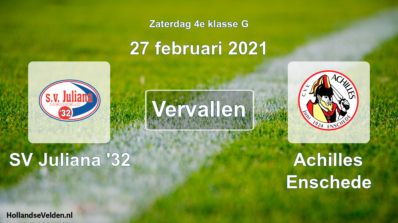 Scheduled Match: SV Juliana '32 - Achilles Enschede (27 February 2021)
