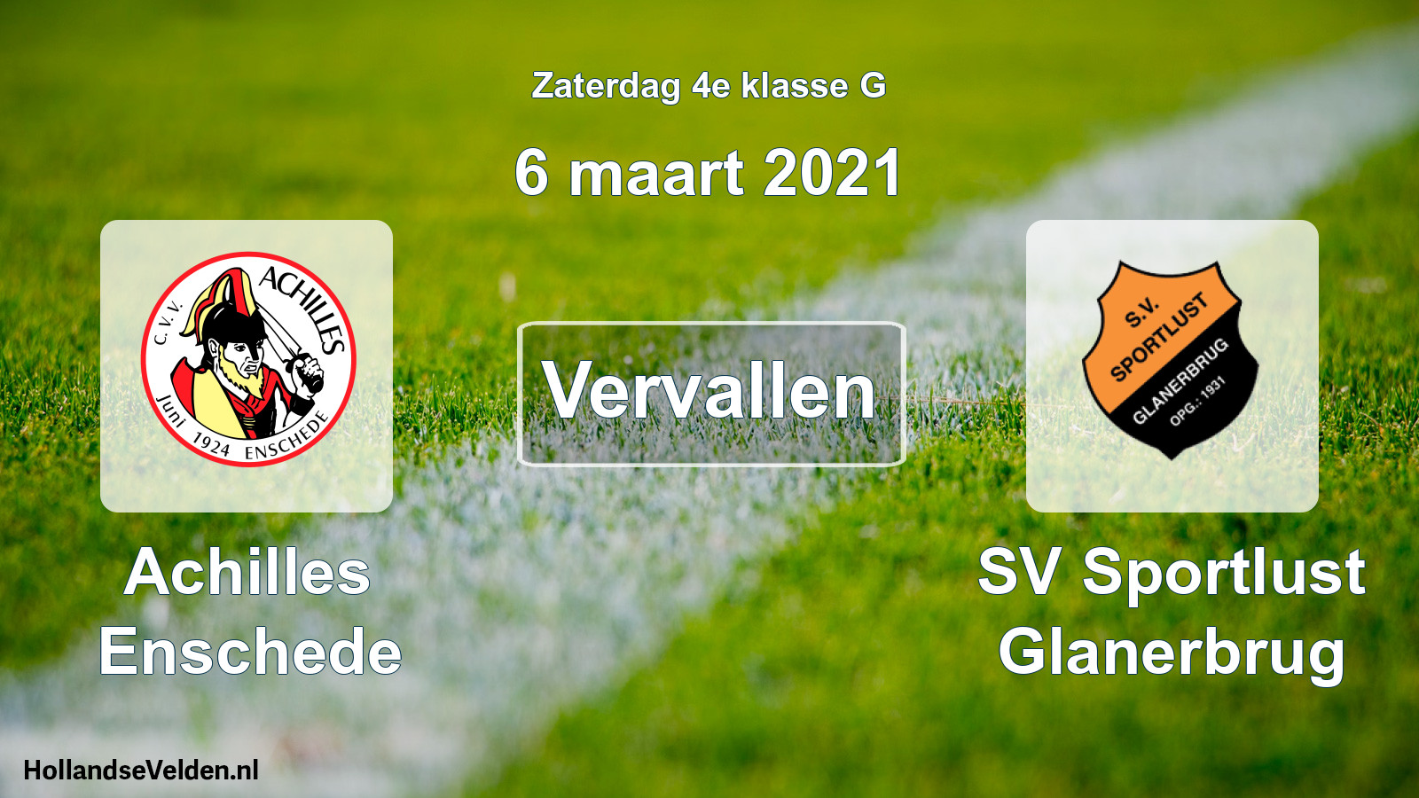 Scheduled Match: Achilles Enschede - SV Sportlust Glanerbrug (6 March 2021)