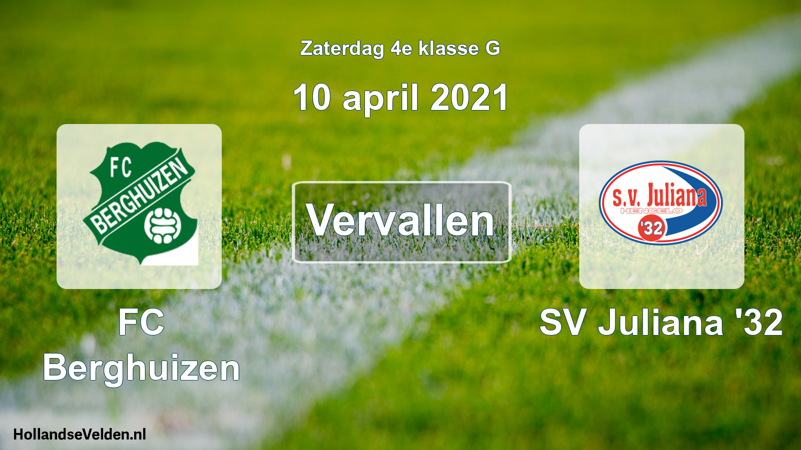 Scheduled Match: FC Berghuizen - SV Juliana '32 (10 April 2021)