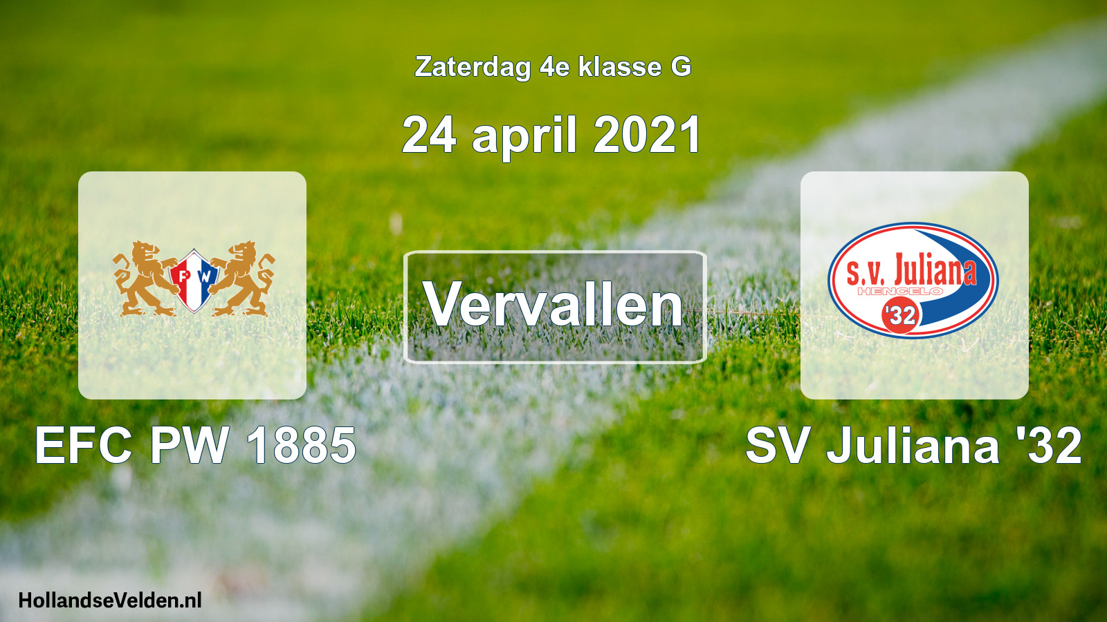 Scheduled Match: PW 1885 - SV Juliana '32 (24 April 2021)
