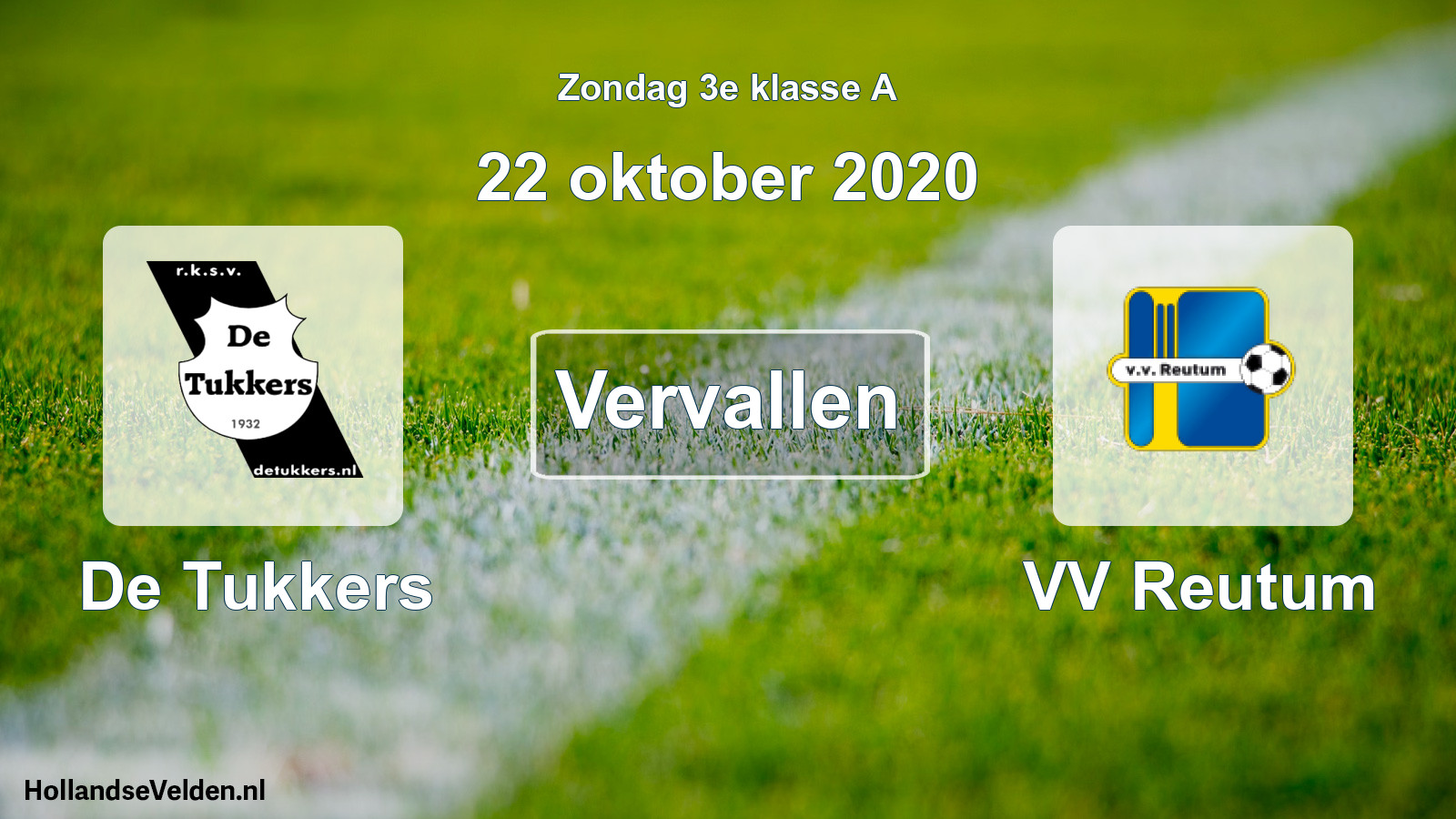 Scheduled Match: De Tukkers - VV Reutum (22 October 2020)