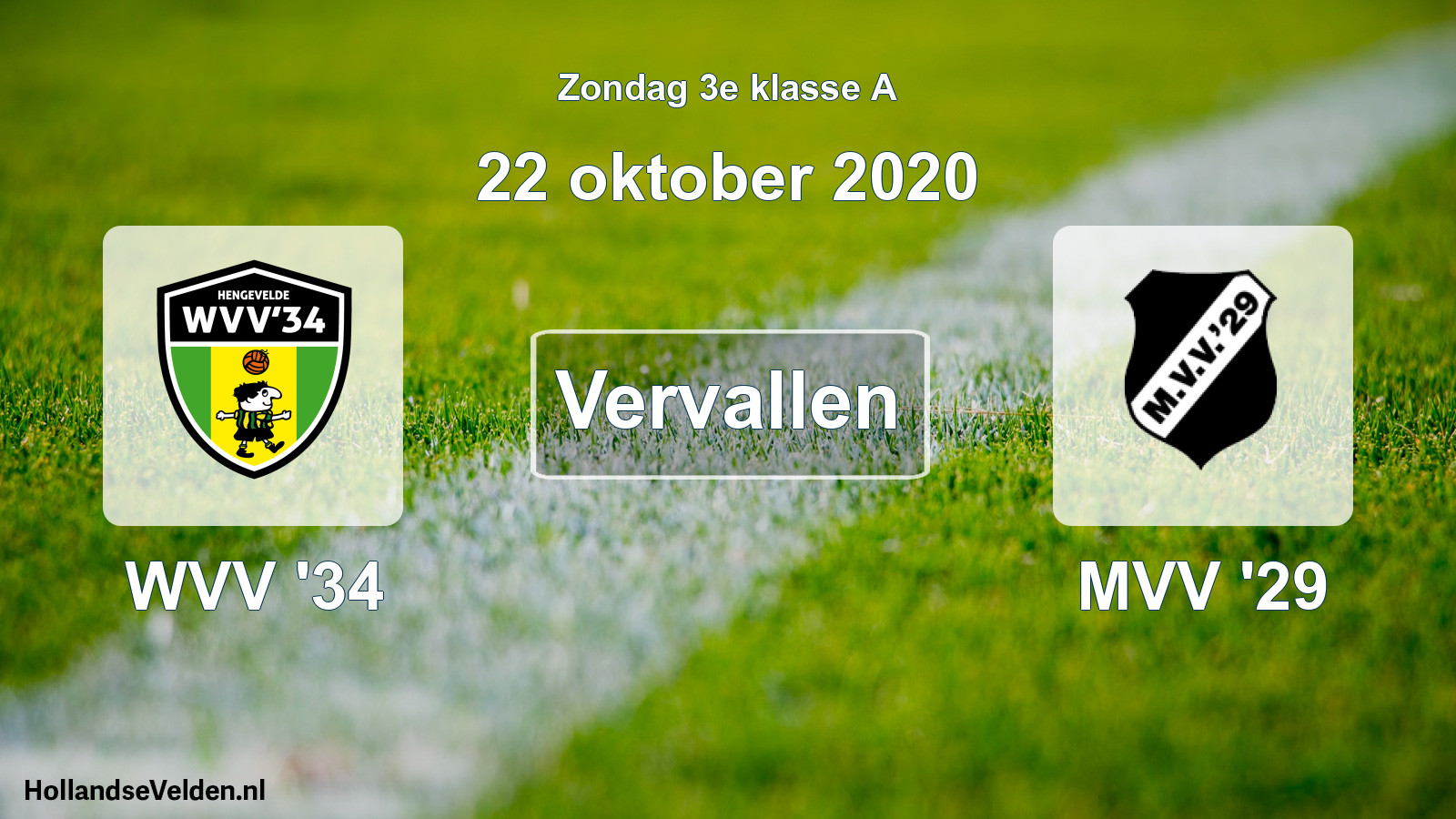 Scheduled Match: WVV '34 - MVV '29 (22 October 2020)