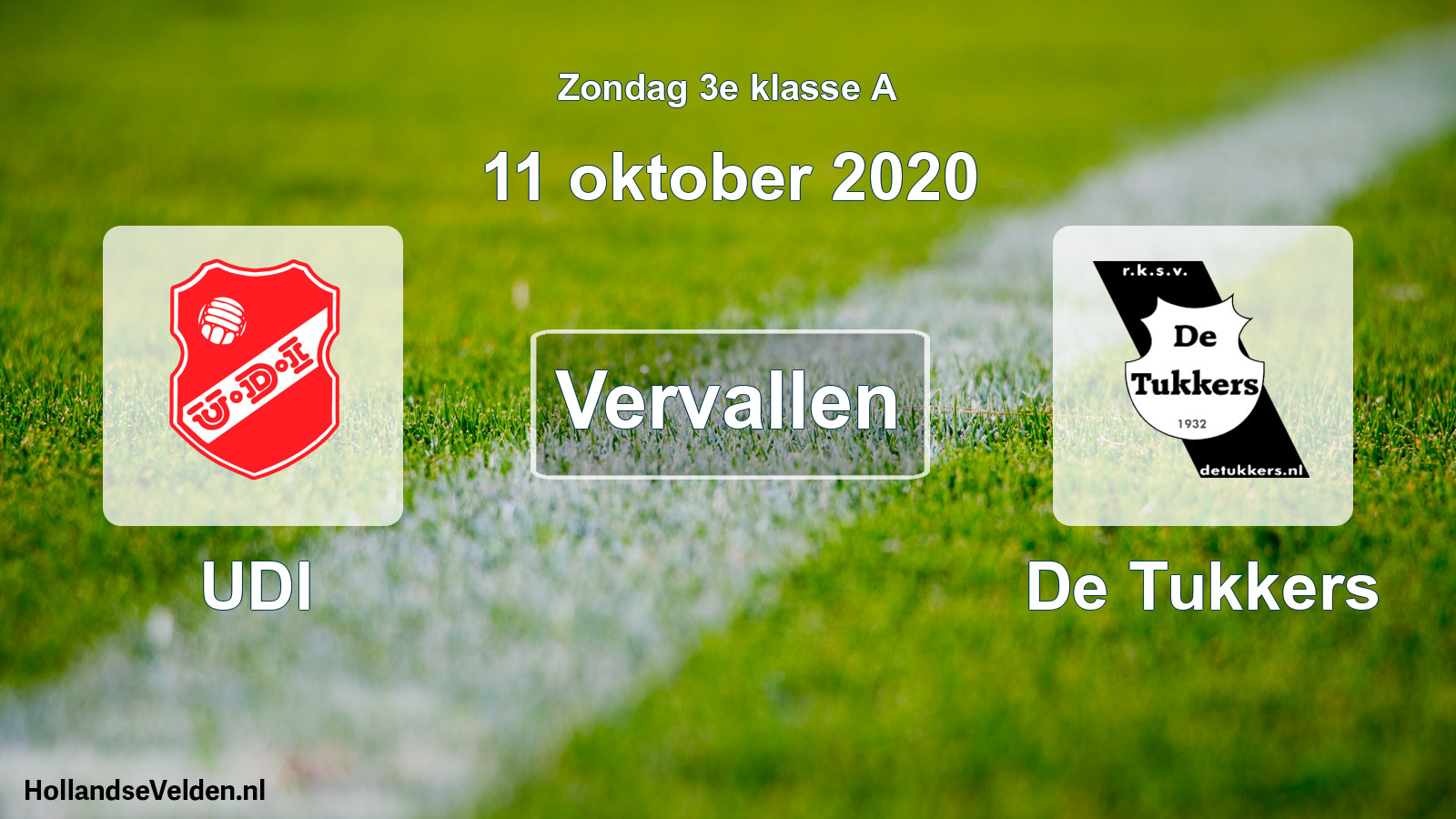 Scheduled Match: UDI - De Tukkers (11 October 2020)