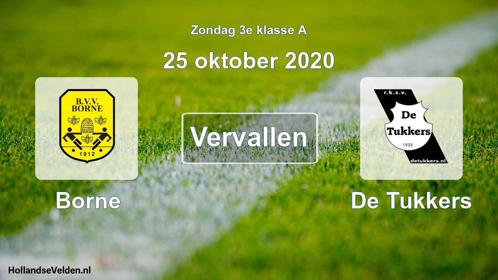 Scheduled Match: Borne - De Tukkers (25 October 2020)