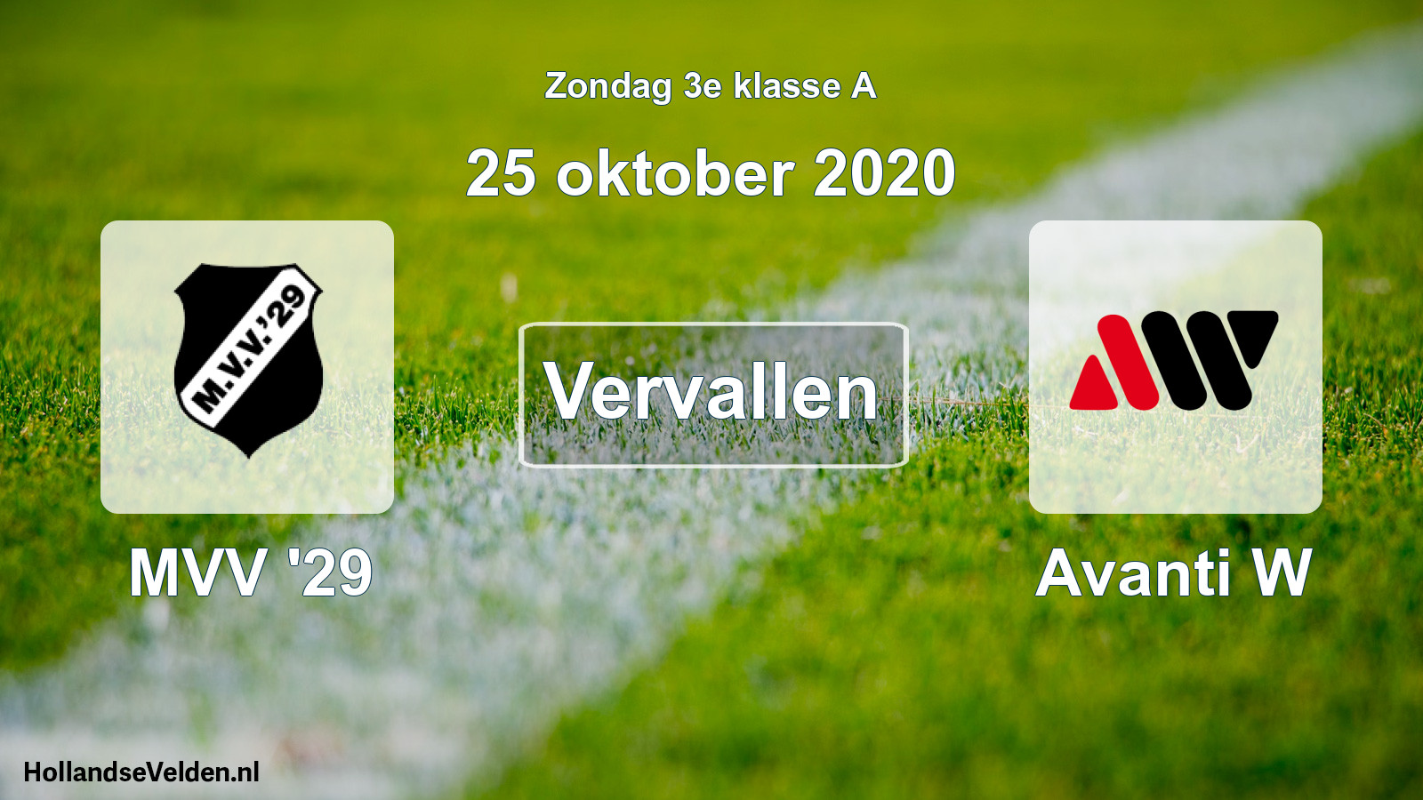 Scheduled Match: MVV '29 - Avanti W (25 October 2020)