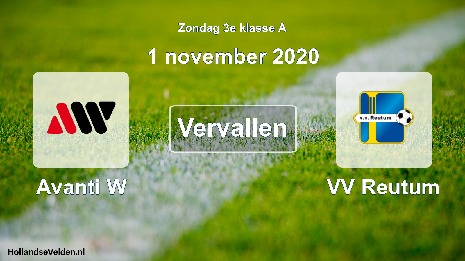Scheduled Match: Avanti W - VV Reutum (1 November 2020)