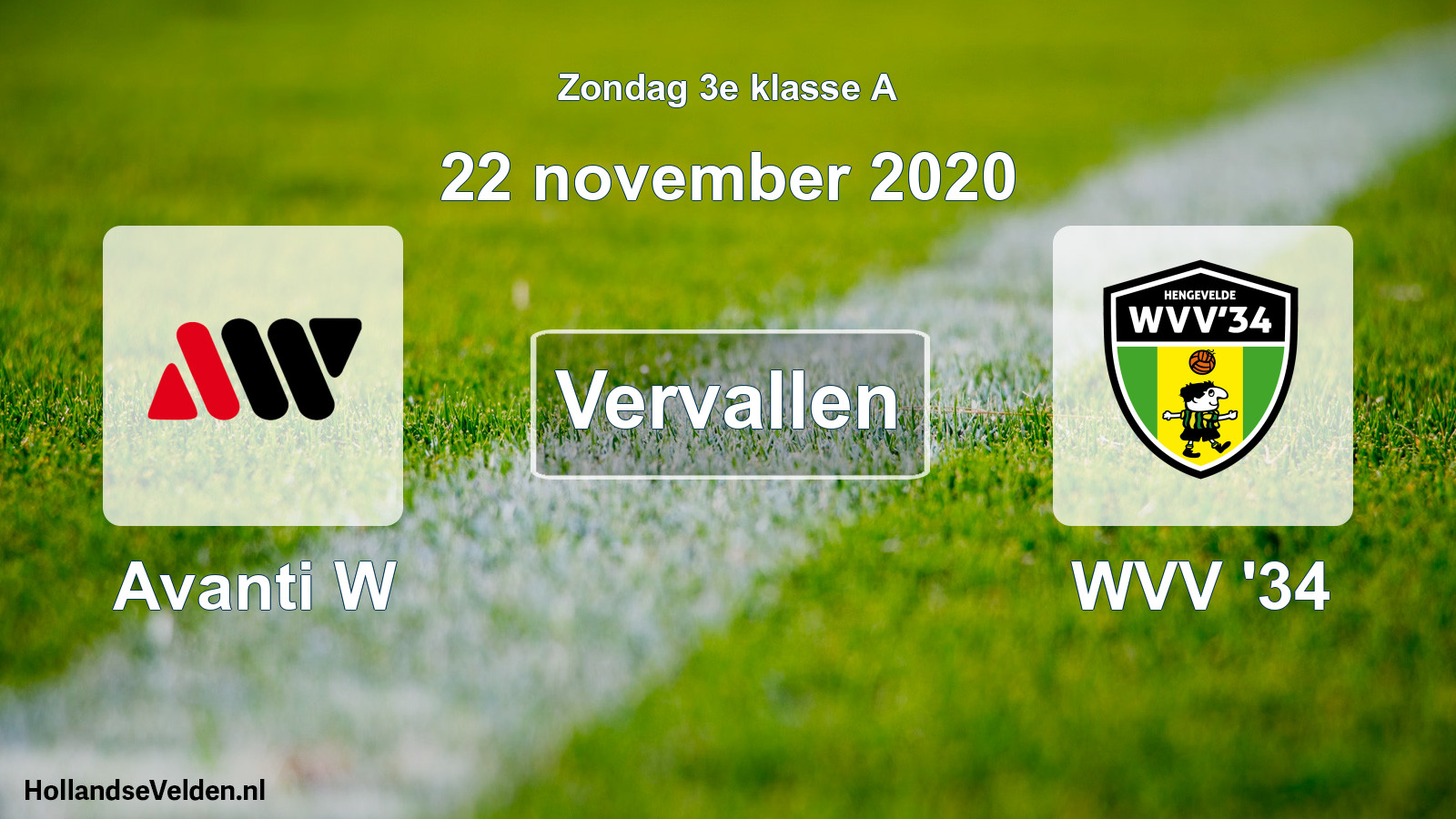Scheduled Match: Avanti W - WVV '34 (22 November 2020)