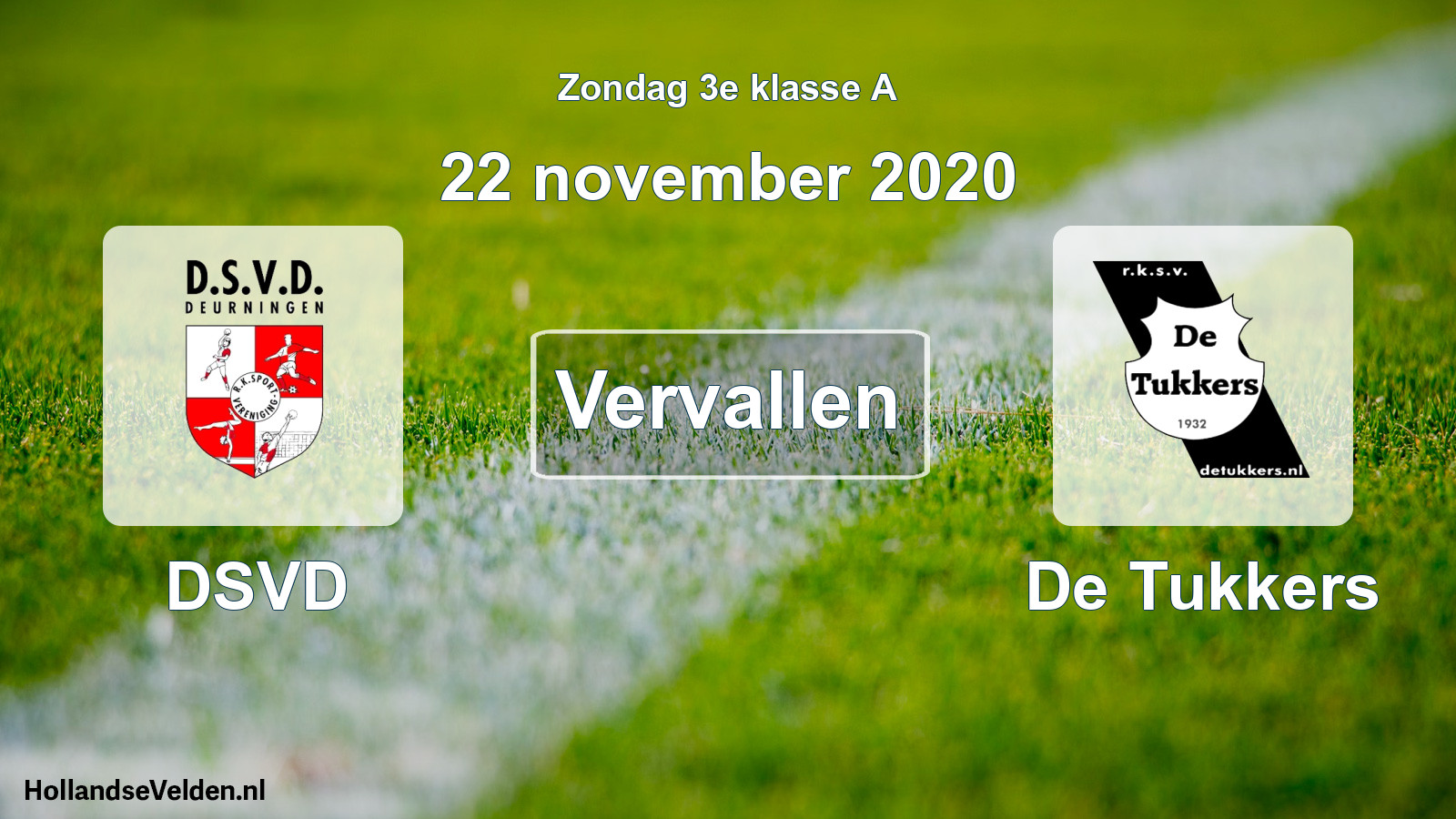 Scheduled Match: DSVD - De Tukkers (22 November 2020)
