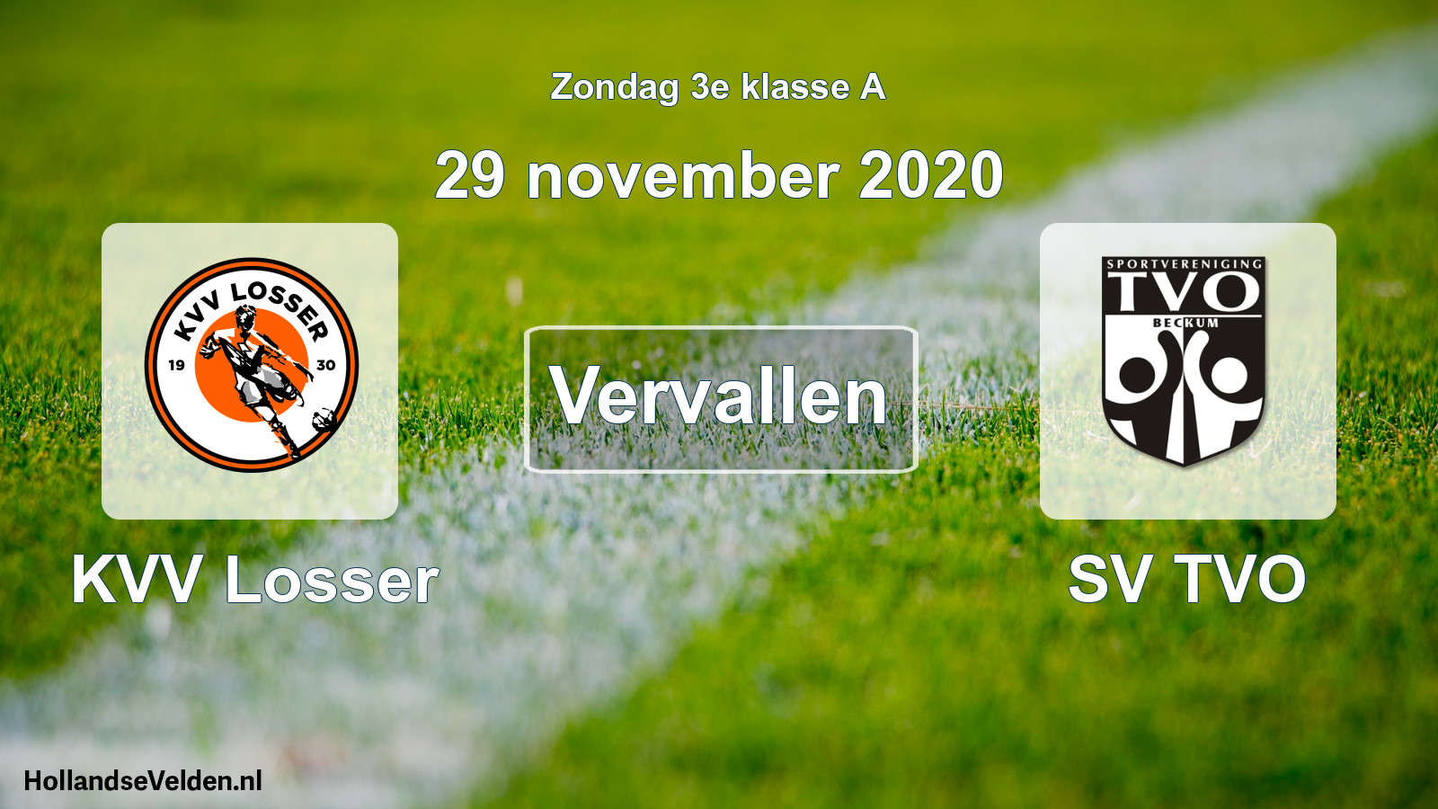 Scheduled Match: KVV Losser - SV TVO (29 November 2020)