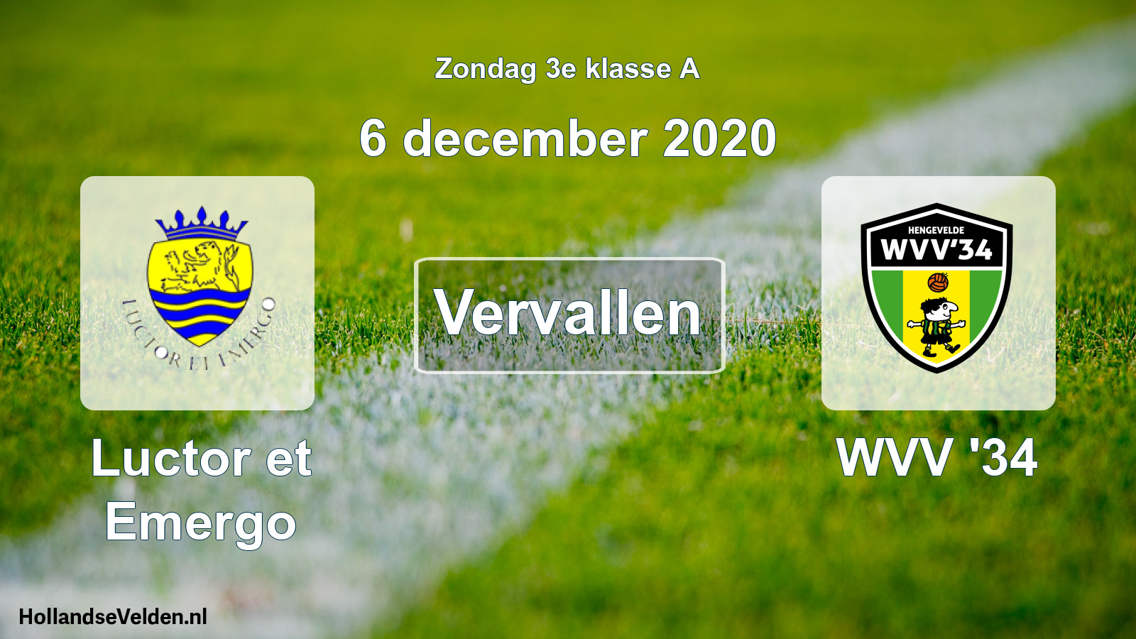 Scheduled Match: Luctor et Emergo - WVV '34 (6 December 2020)