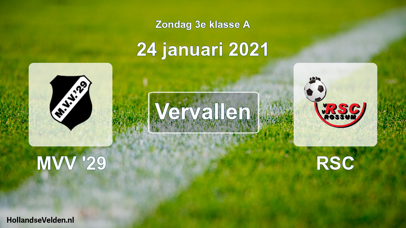 Scheduled Match: MVV '29 - RSC (24 January 2021)