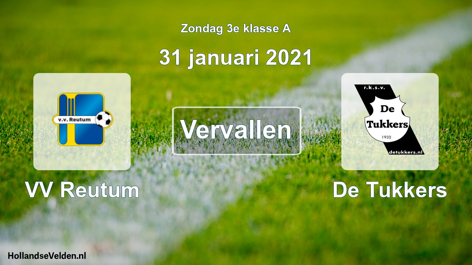 Scheduled Match: VV Reutum - De Tukkers (31 January 2021)