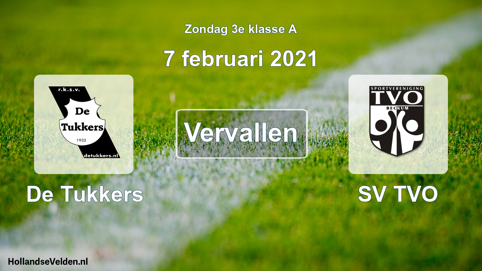 Scheduled Match: De Tukkers - SV TVO (7 February 2021)