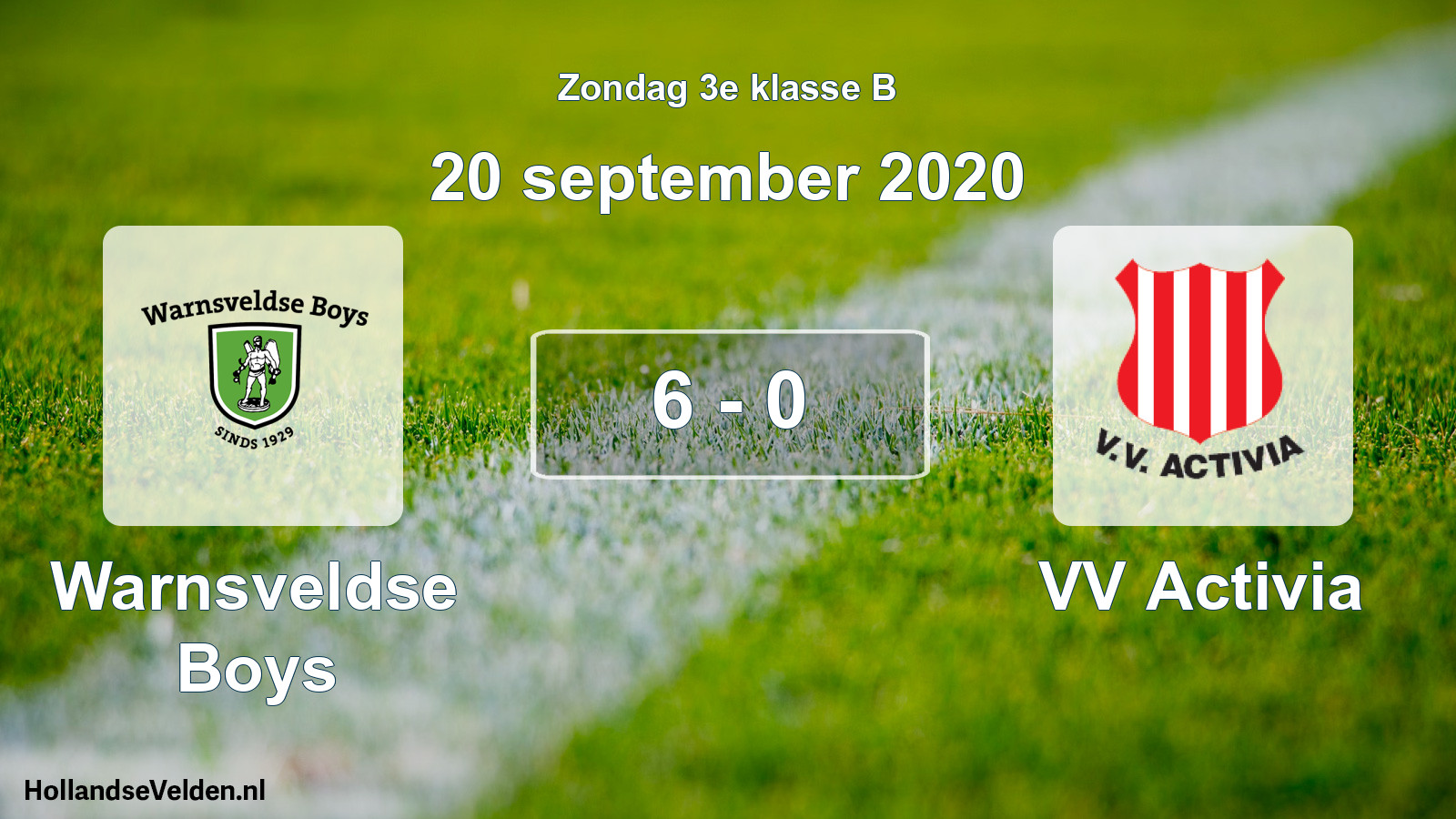 Total number of matches played: Warnsveldse Boys - VV Activia 6 - 0 (20 September 2020)