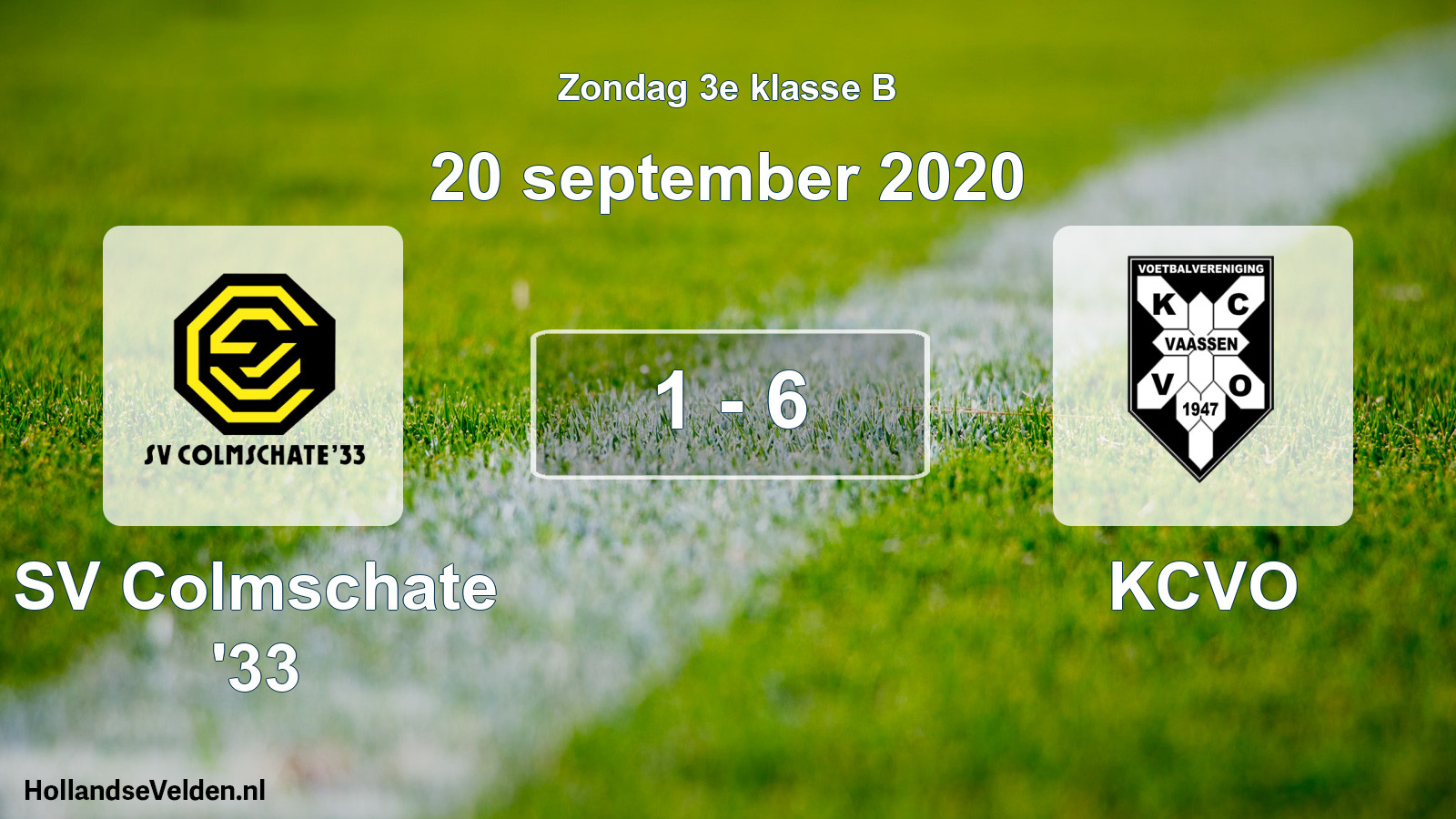 Total number of matches played: SV Colmschate '33 - KCVO 1 - 6 (20 September 2020)