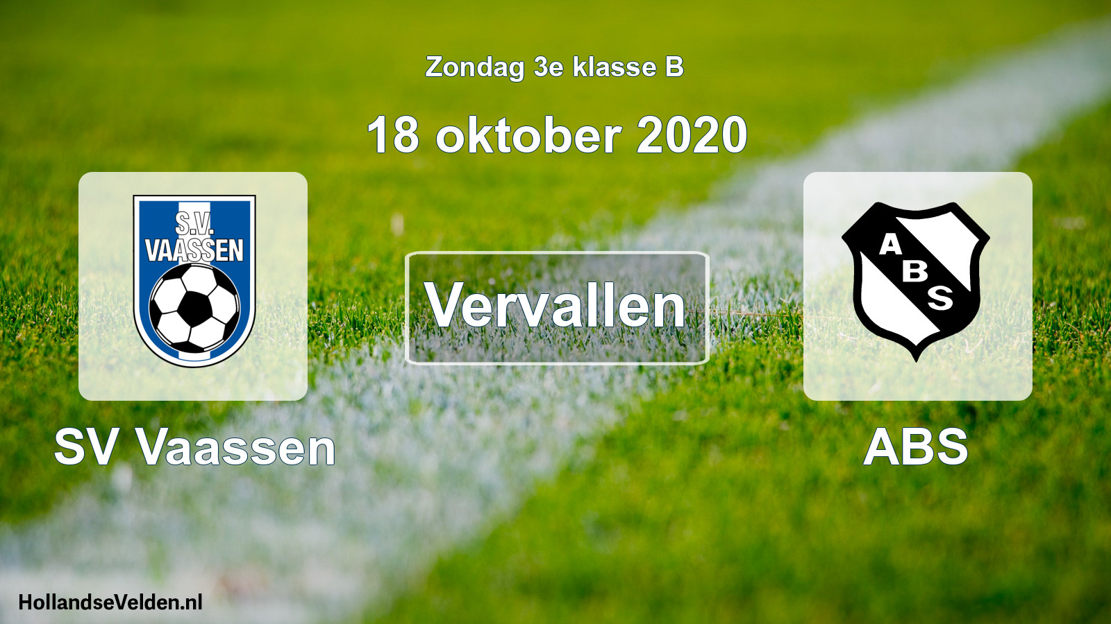 Scheduled Match: SV Vaassen - ABS (18 October 2020)