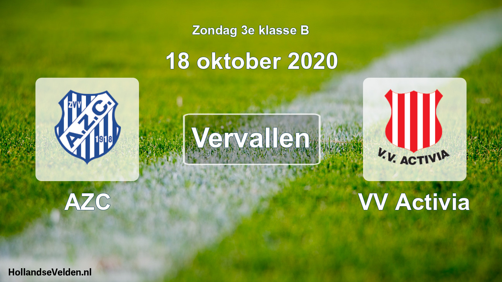 Scheduled Match: AZC - VV Activia (18 October 2020)