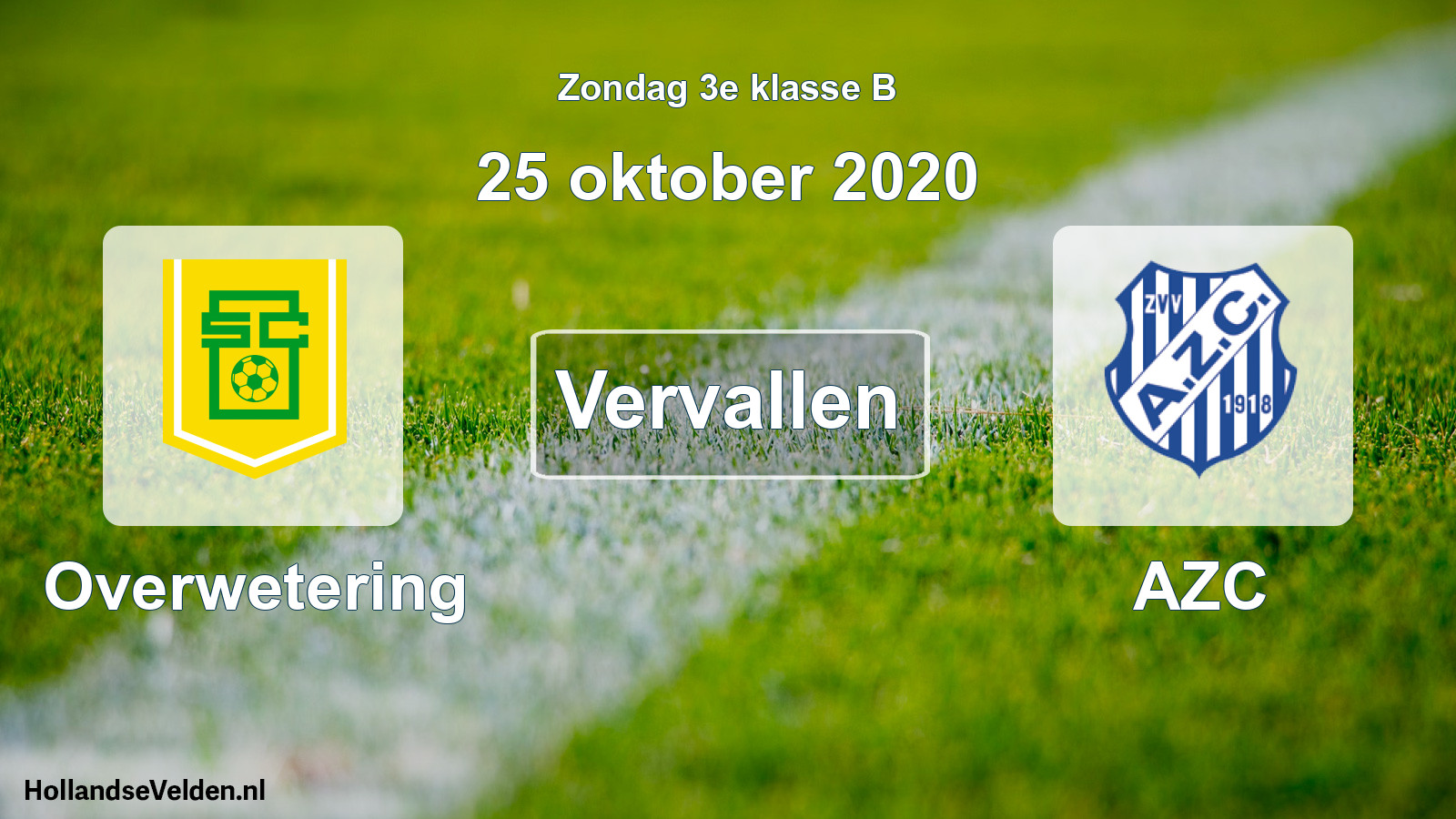 Scheduled Match: Overwetering - AZC (25 October 2020)