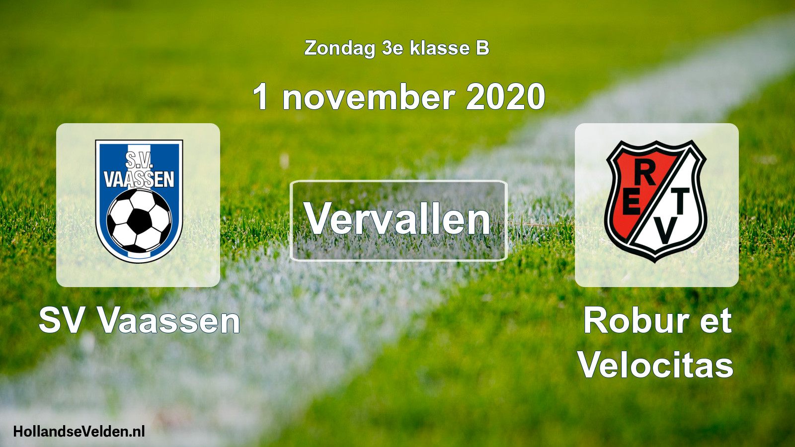 Scheduled Match: SV Vaassen - Robur et Velocitas (1 November 2020)
