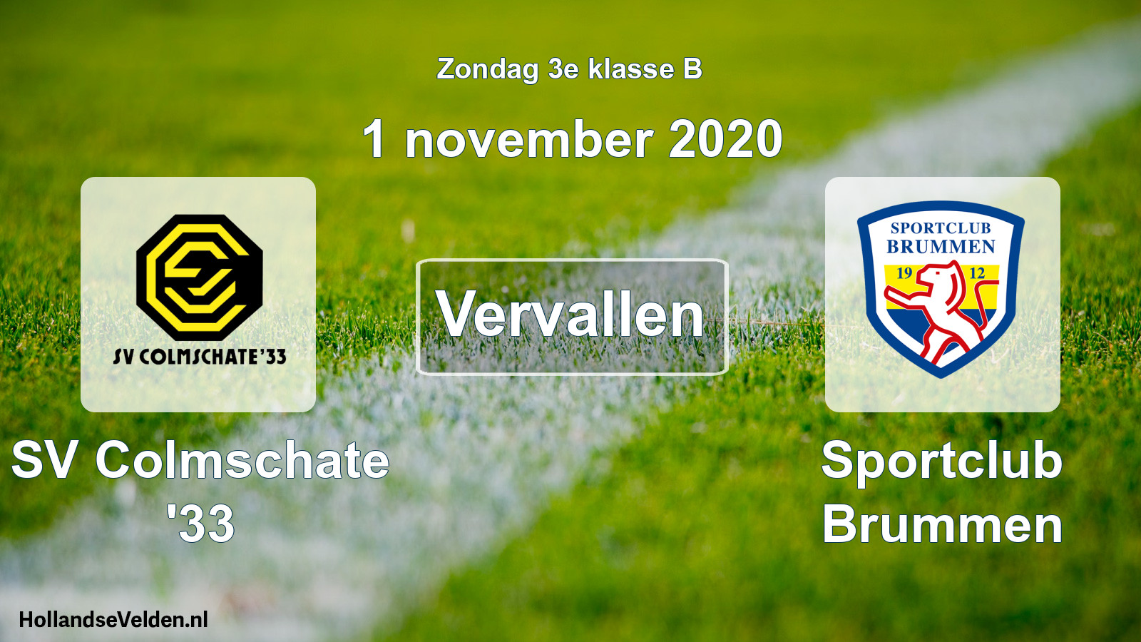 Scheduled Match: SV Colmschate '33 - Sportclub Brummen (1 November 2020)