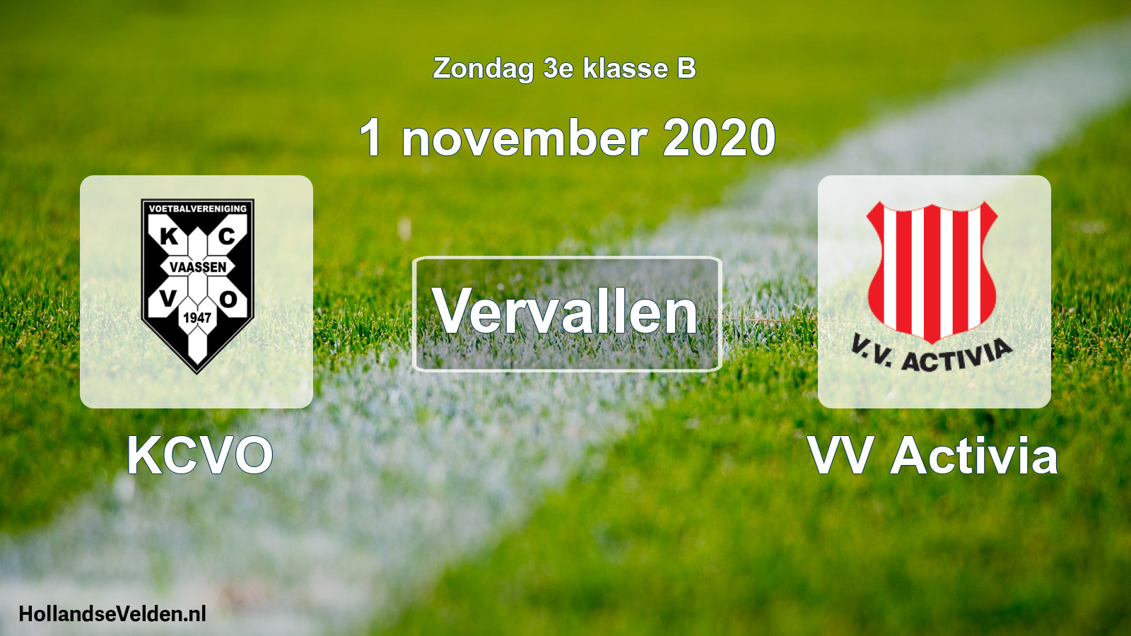 Scheduled Match: KCVO - VV Activia (1 November 2020)